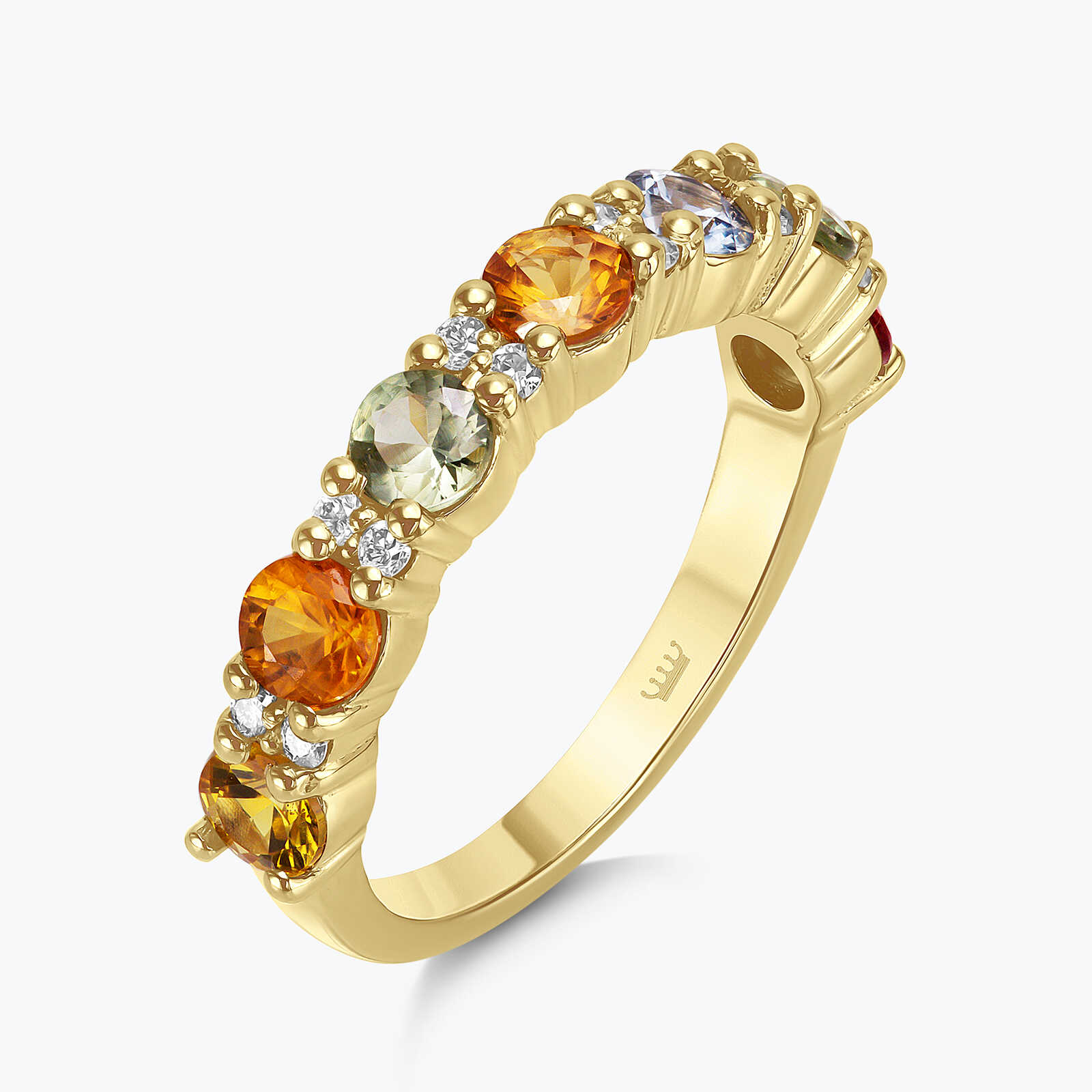 טבעת RAINBOW משובצת יהלומים וספירים