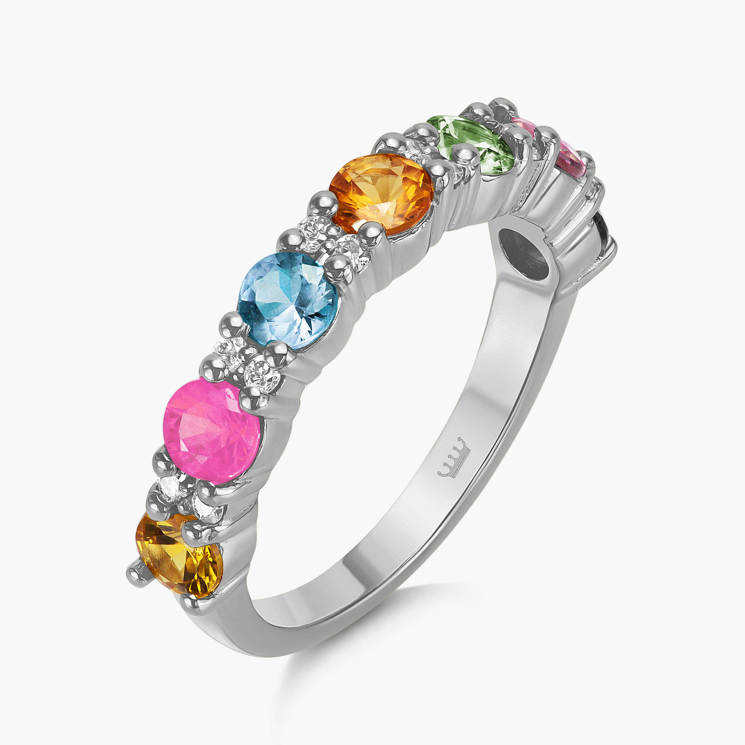 טבעת RAINBOW משובצת יהלומים וספירים