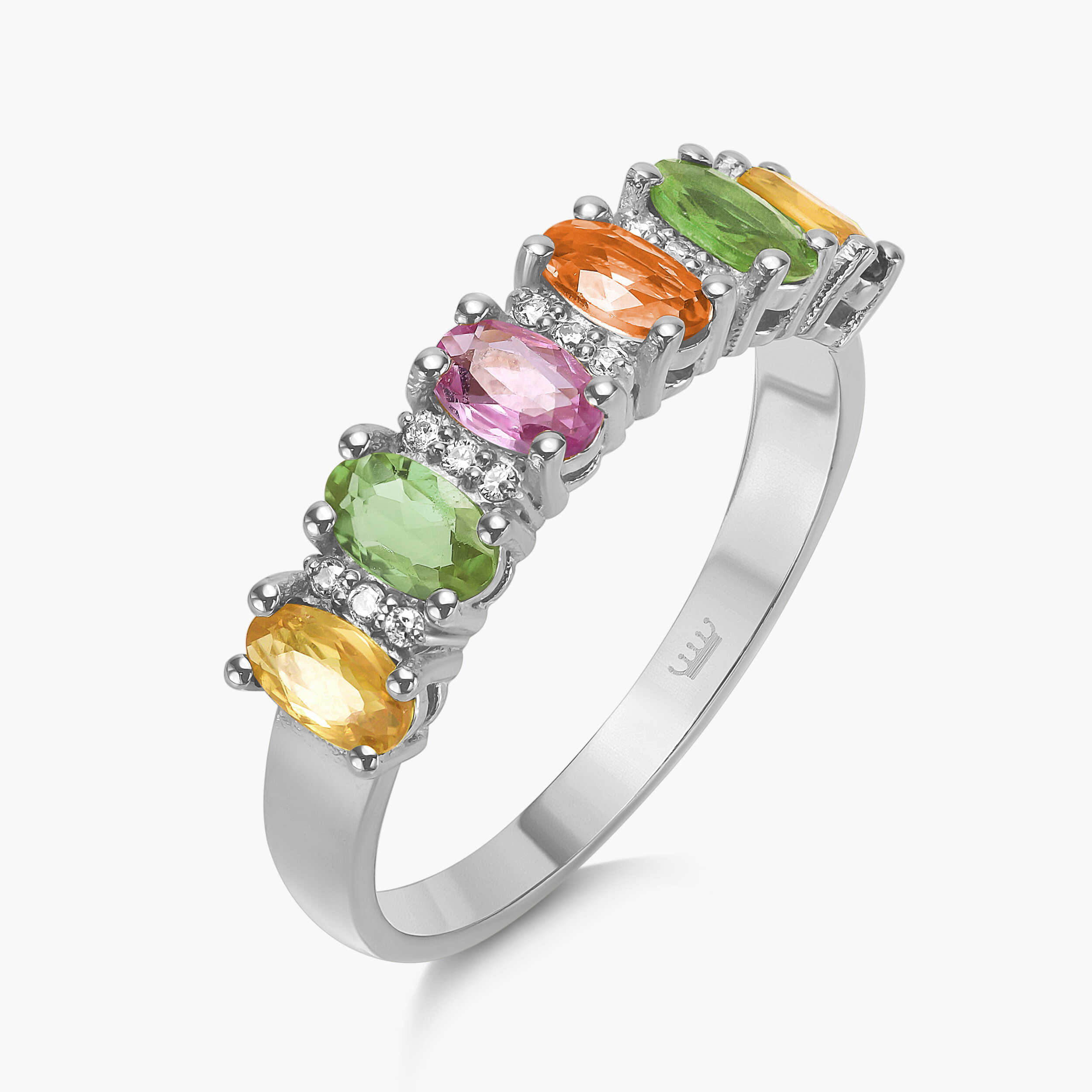 טבעת RAINBOW משובצת יהלומים וספירים