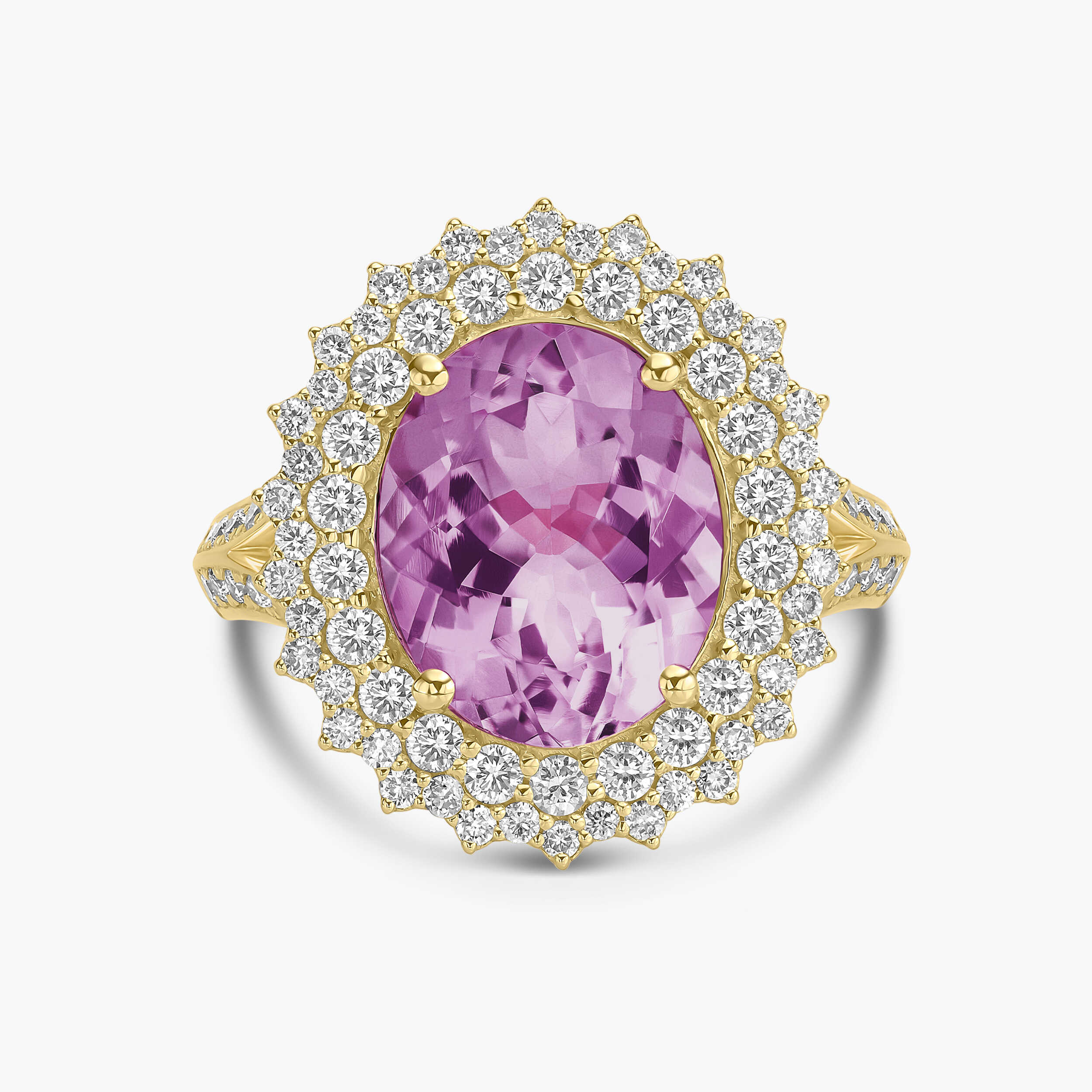 טבעת מרשימה המשובצת אמטיסט ויהלומים