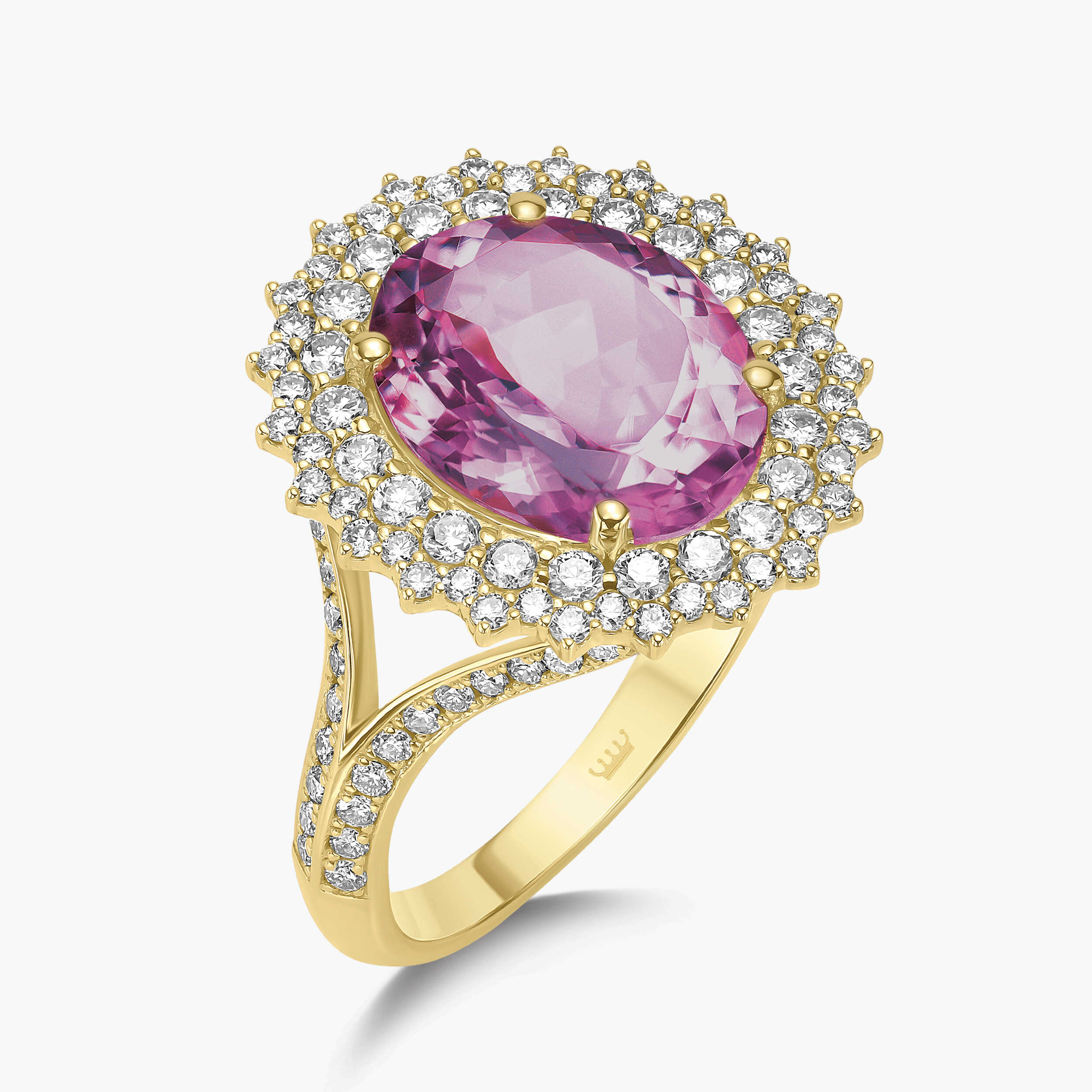 טבעת מרשימה המשובצת אמטיסט ויהלומים