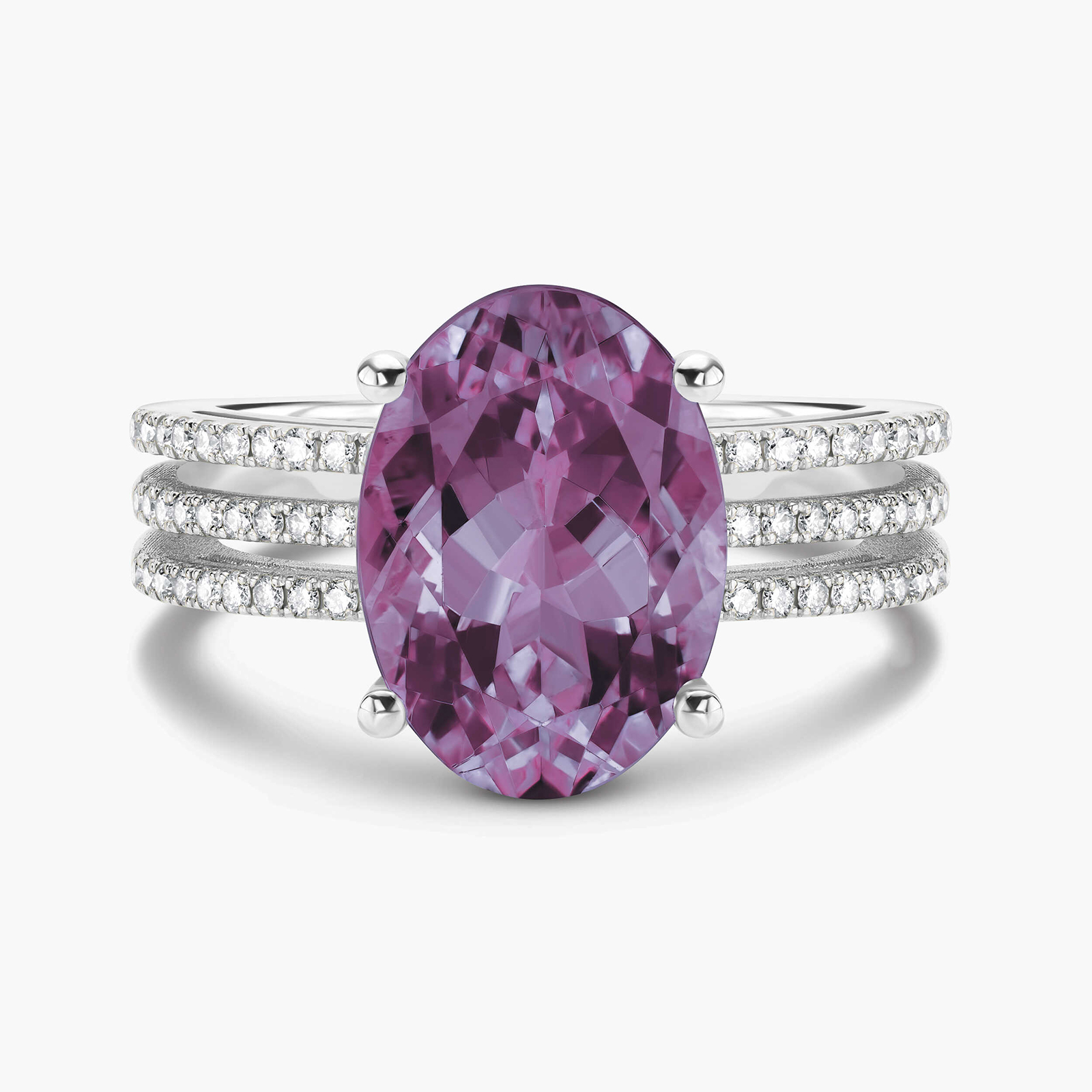 טבעת זהב משובצת אמטיסט ויהלומים