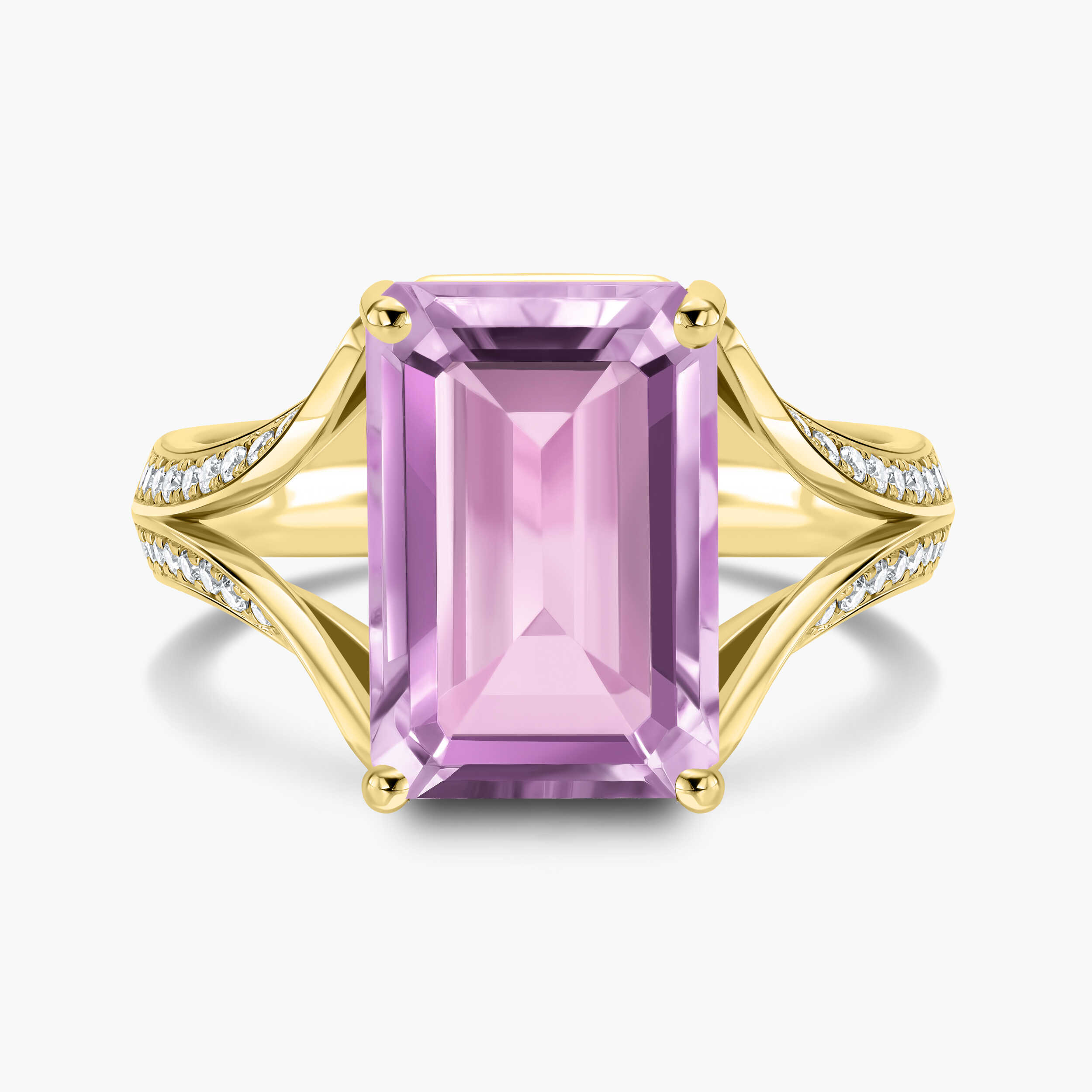 טבעת זהב משובצת אמטיסט ויהלומים