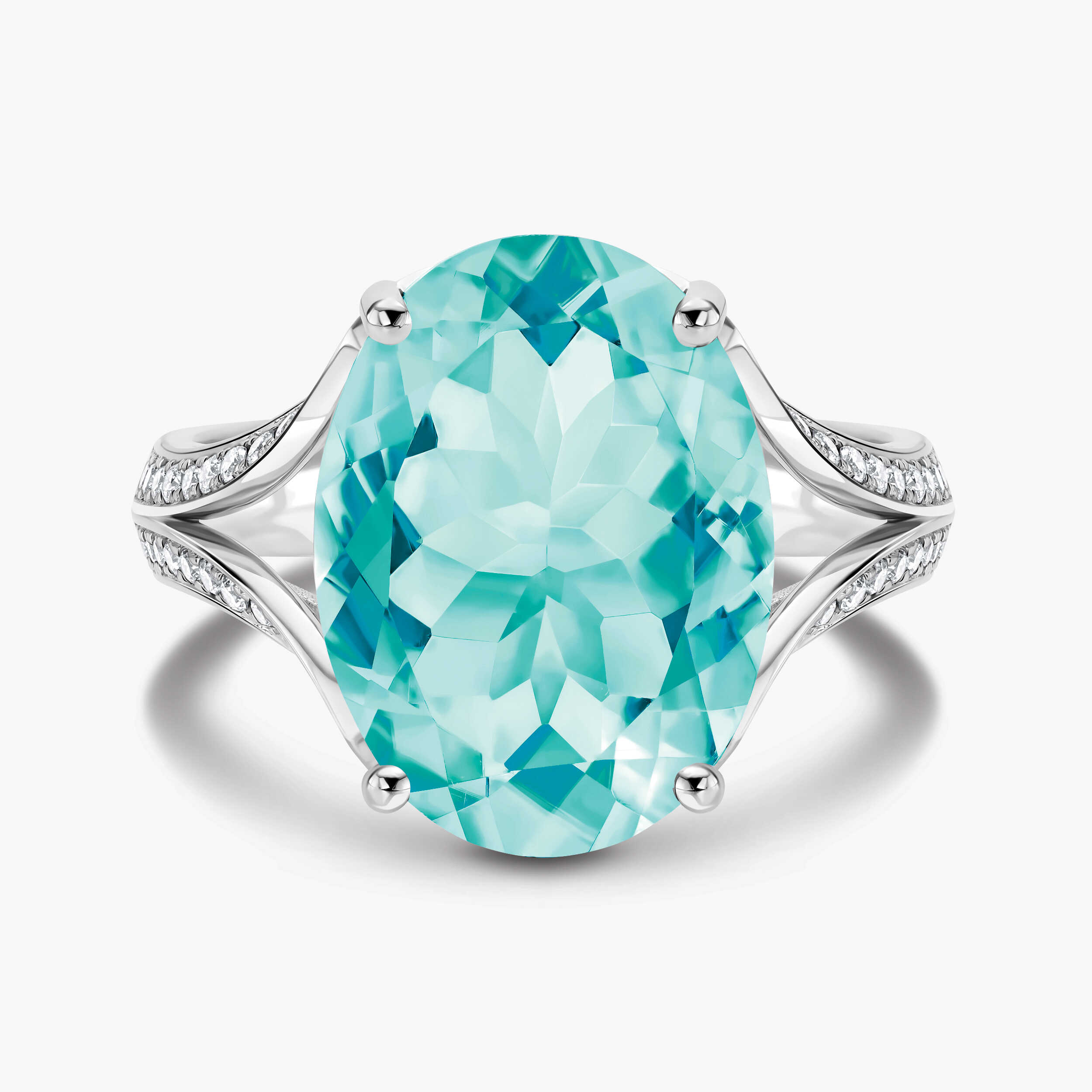 טבעת זהב משובצת בלו טופז ויהלומים