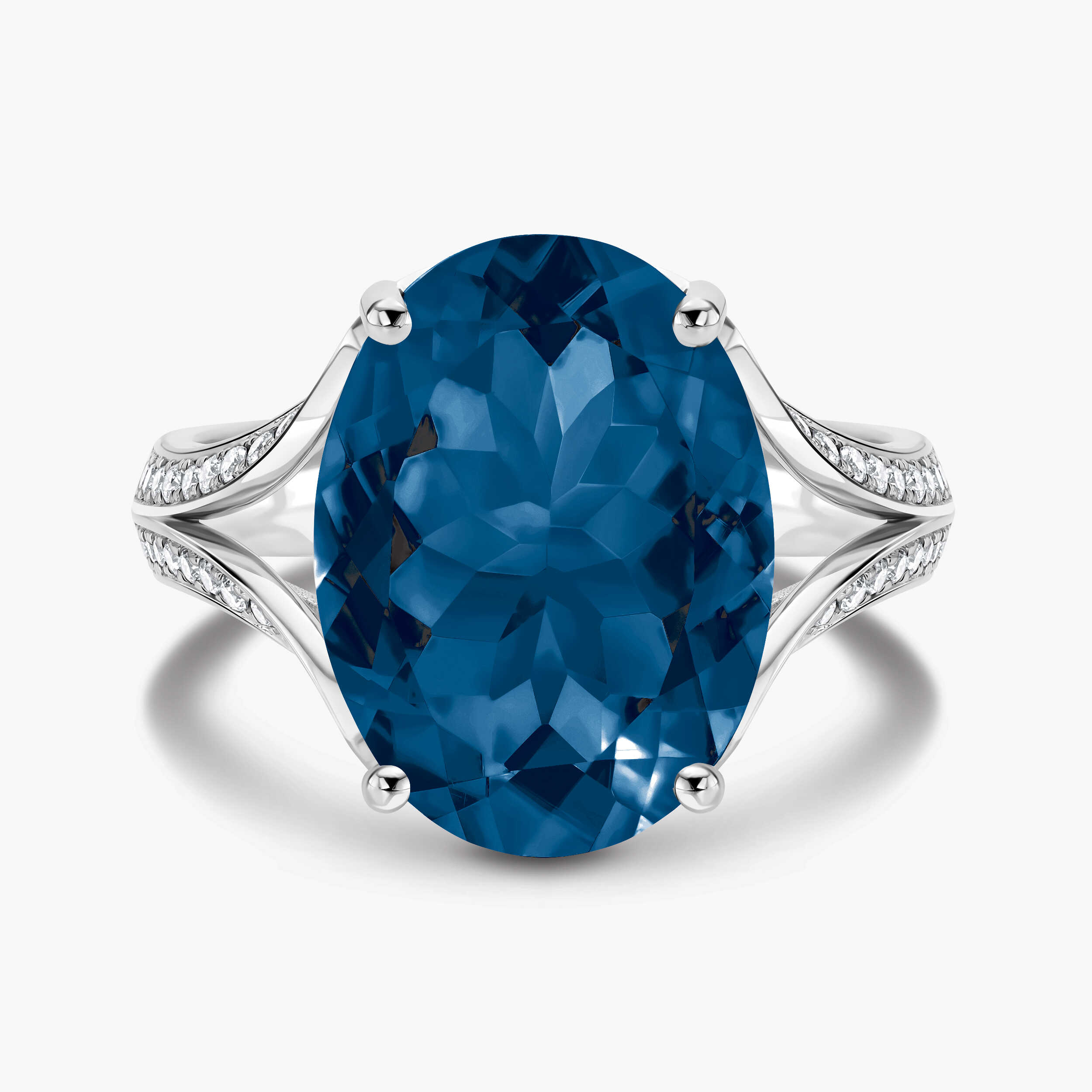 טבעת זהב משובצת בלו לונדון ויהלומים