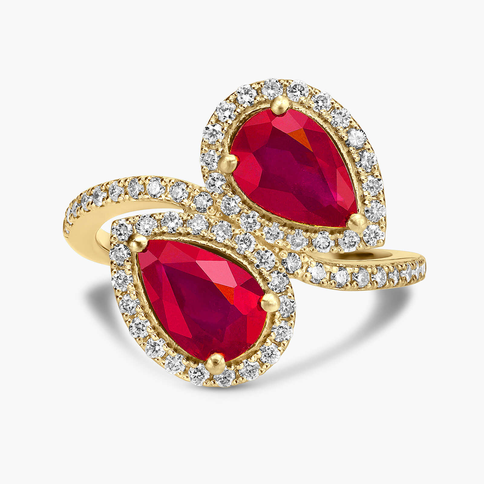 טבעת מרלן בשיבוץ רובי גלס ויהלומים