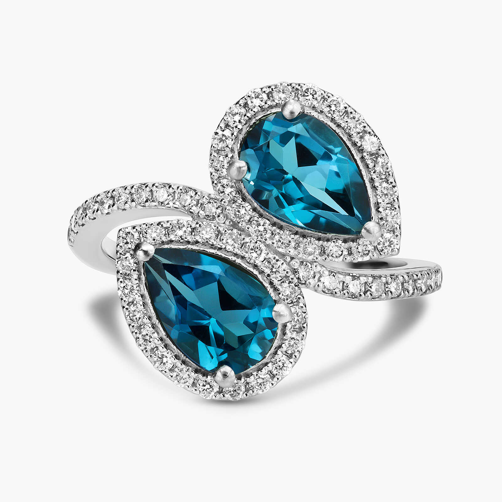 טבעת מרלן בשיבוץ בלו לונדון ויהלומים