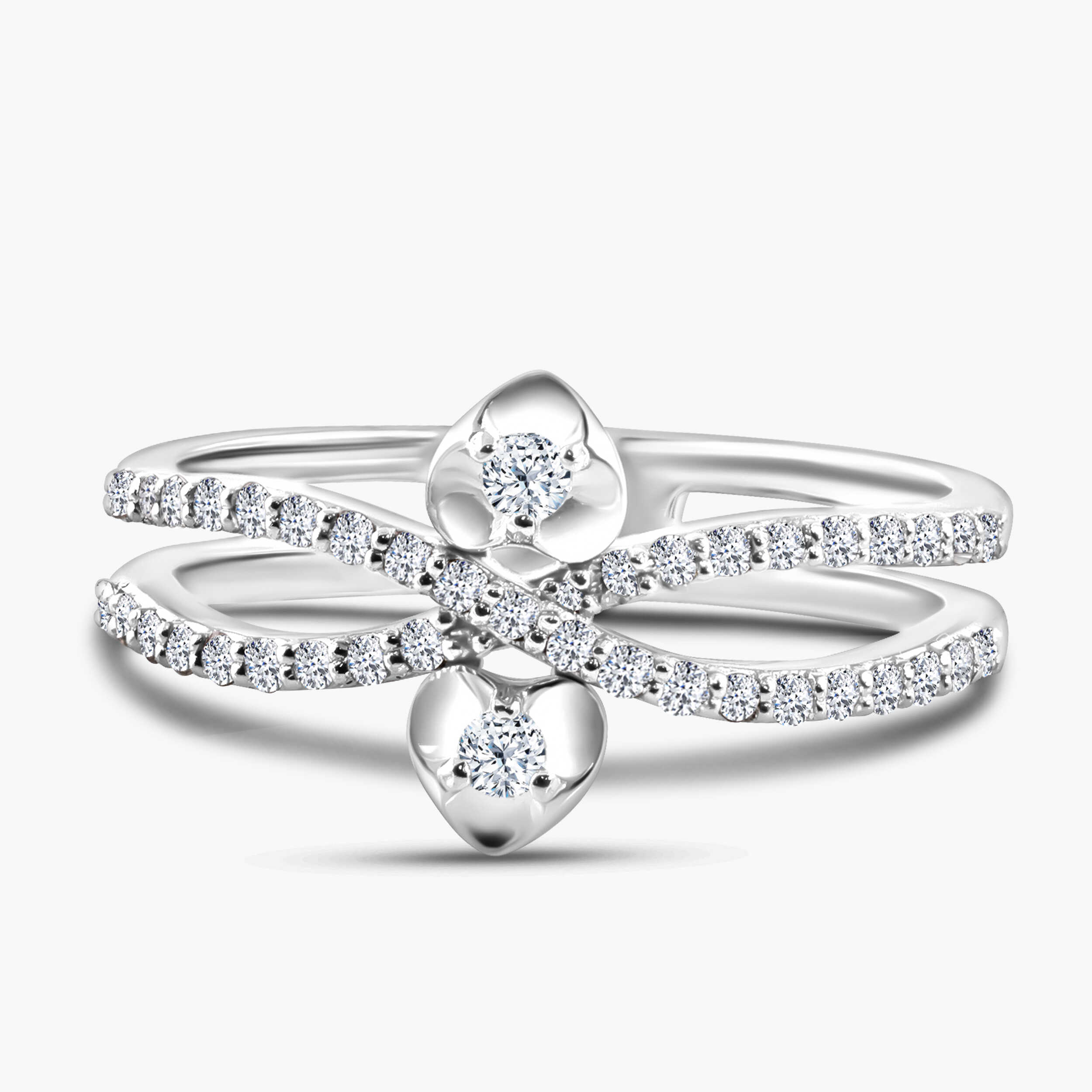 טבעת כפולה משובצת יהלומים