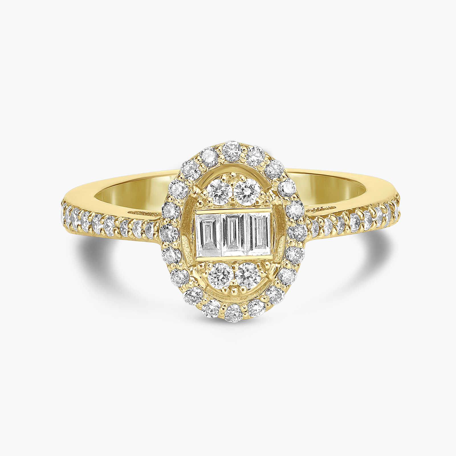 טבעת יעלה מזהב 14K משובצת יהלומים