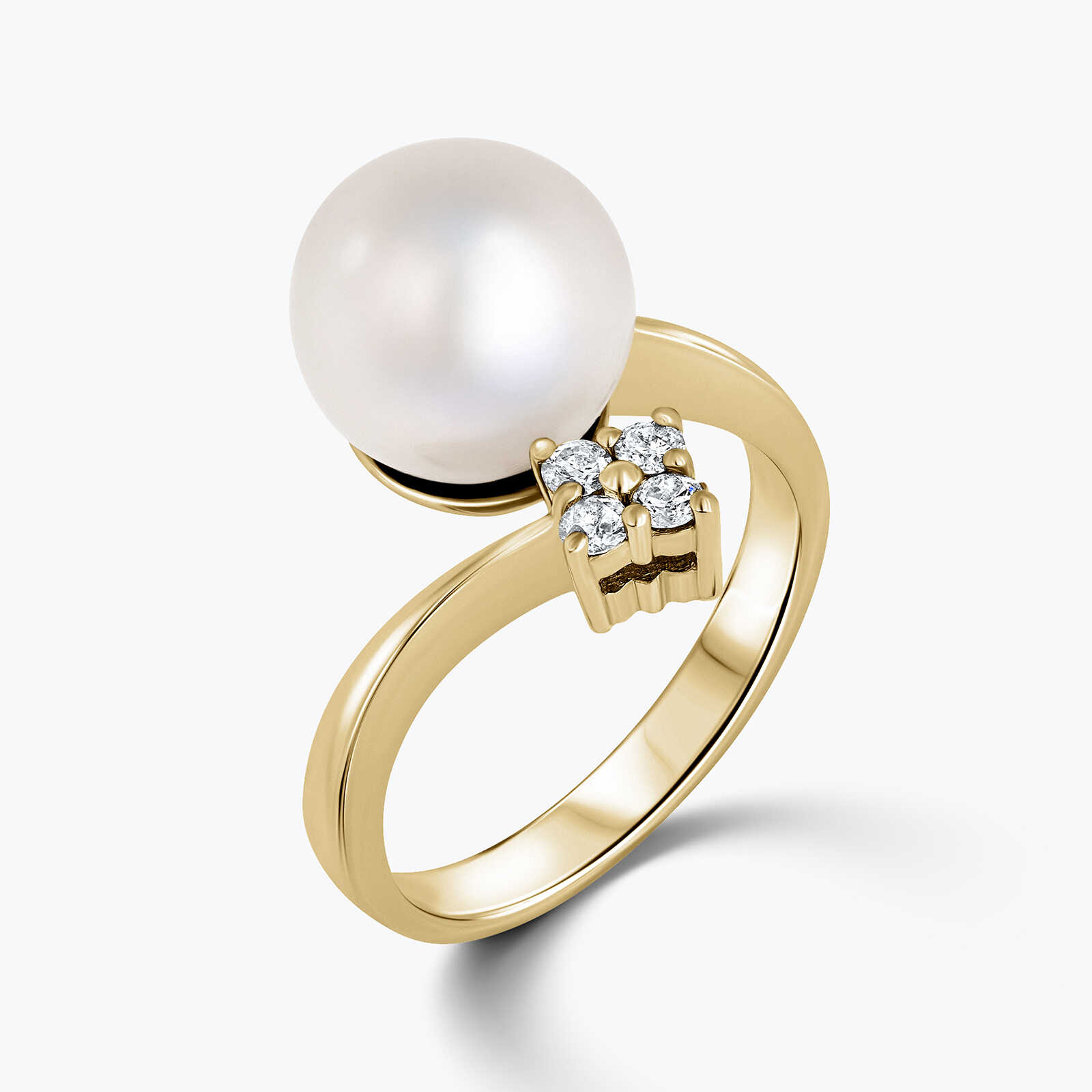 טבעת אדיסון בשילוב פנינה ויהלומים