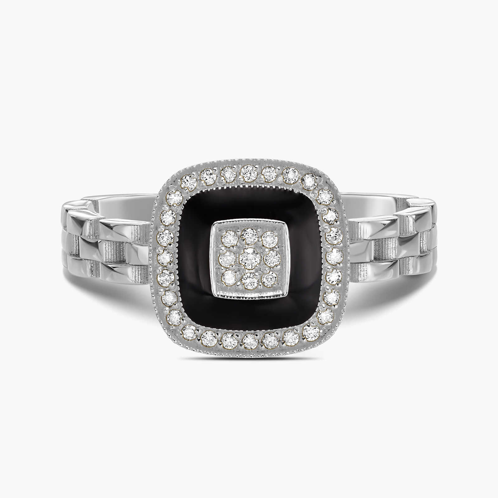 טבעת זהב מסדרת Black Series משובצת יהלומים ומוקפת אמייל שחור