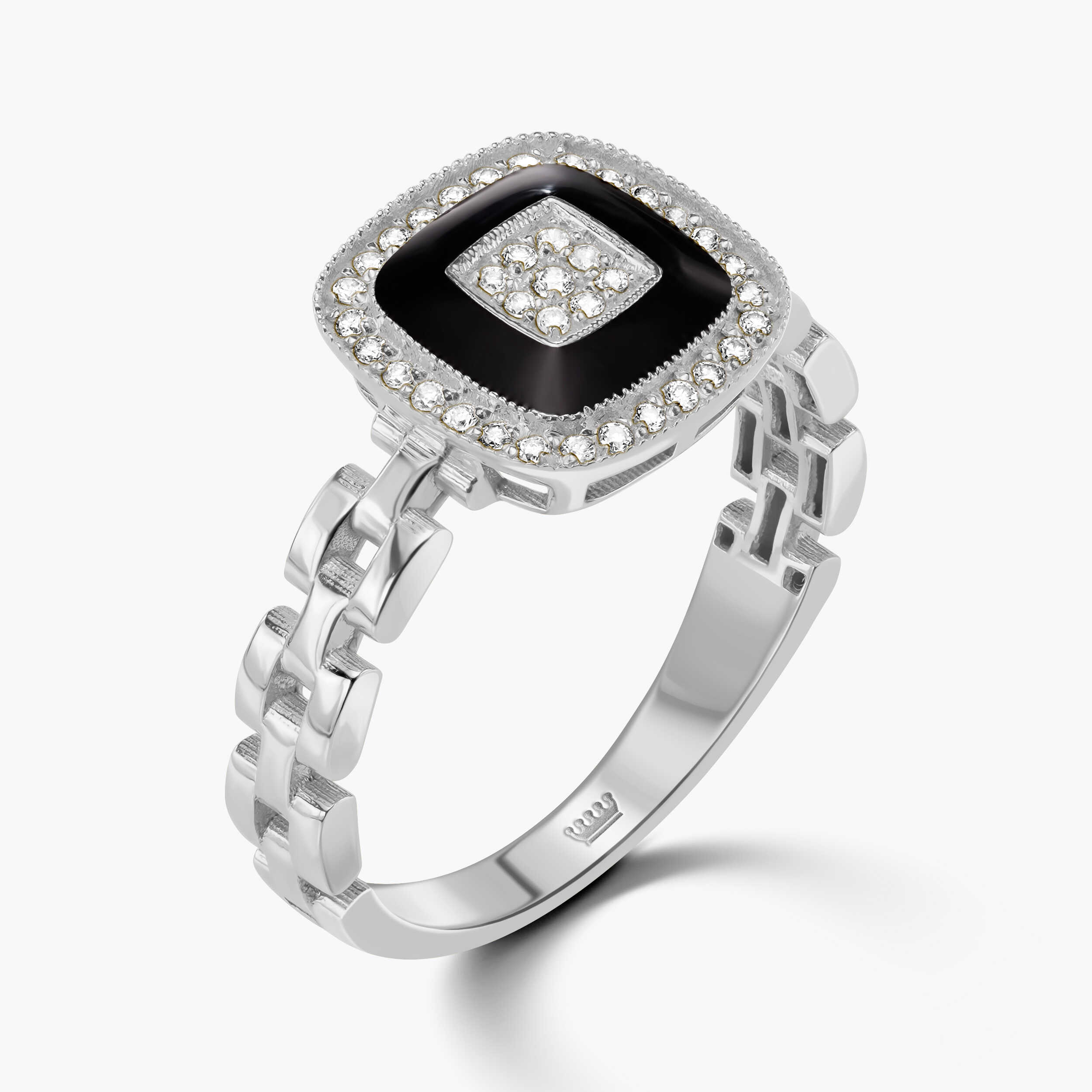טבעת זהב מסדרת Black Series משובצת יהלומים ומוקפת אמייל שחור