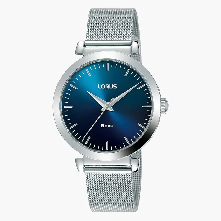 שעון lorus לנשים עם לוח כחול ורצועת MESH