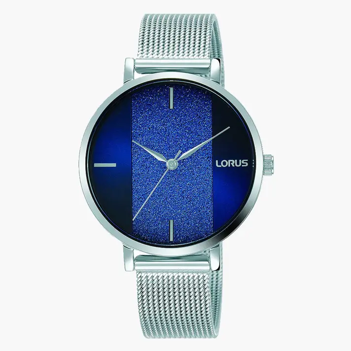 שעון lorus עם לוח כחול ומנצנץ