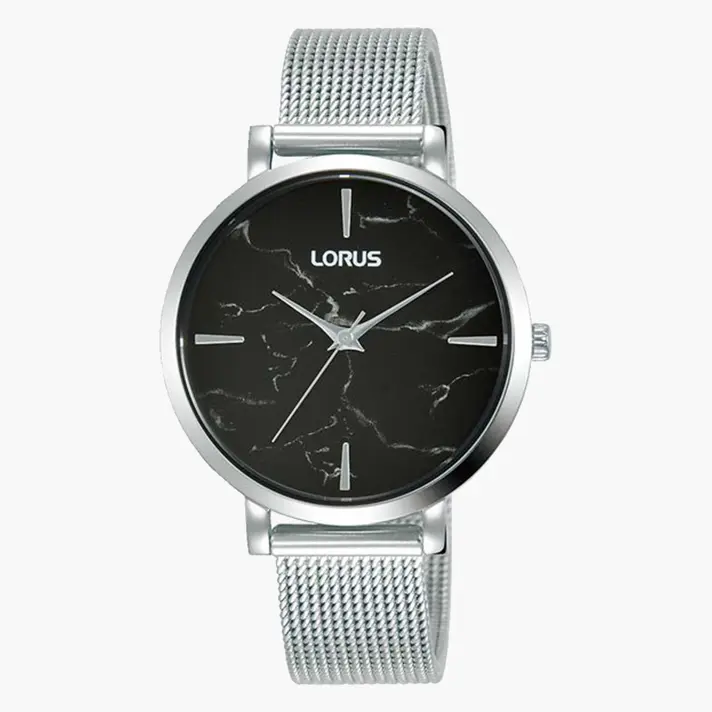 שעון lorus עם לוח דמוי שיש שחור