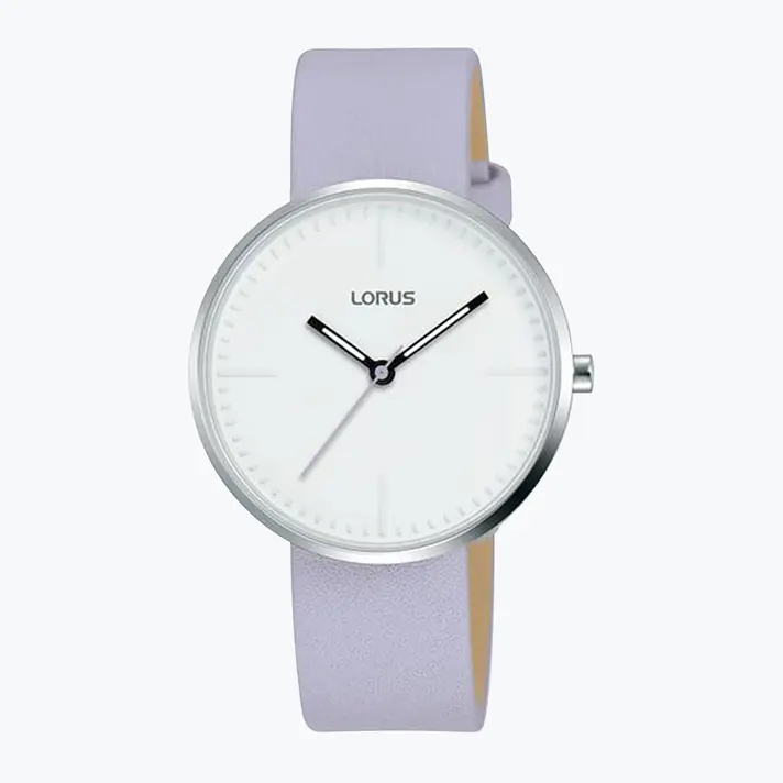 שעון lorus לוח לבן ורצועה בצבע סגול בהיר