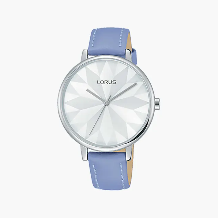 שעון lorus בדוגמת פרח עם רצועה סגולה