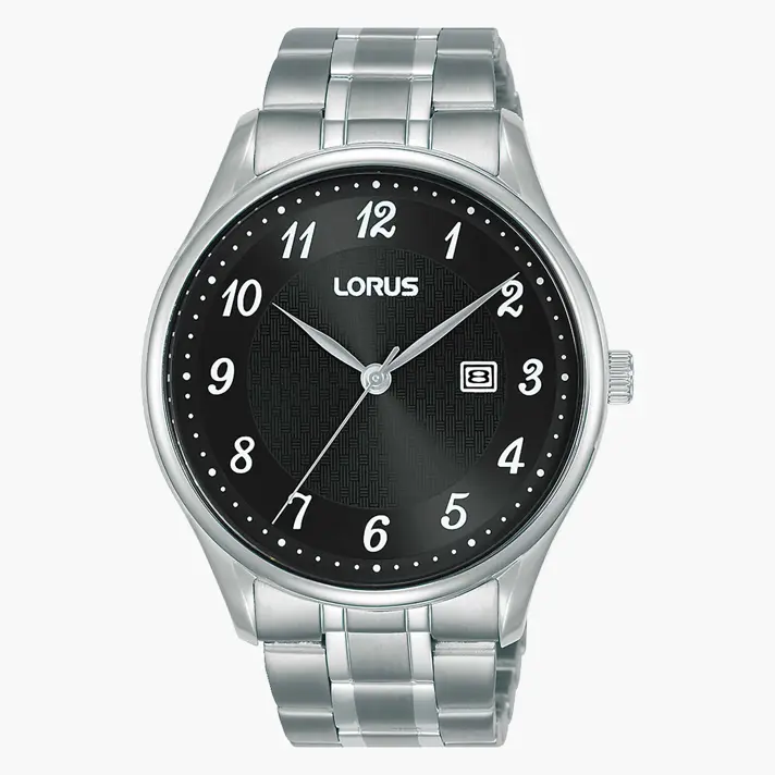 שעון LORUS לגברים עם לוח שחור