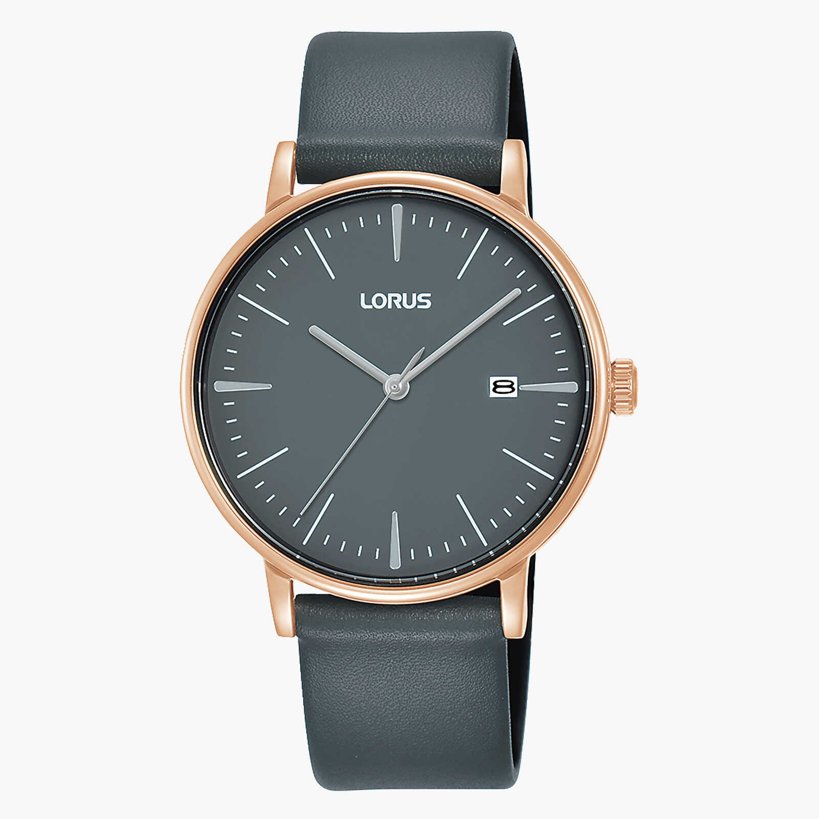 שעון Lorus עם לוח אפור ותאריכון