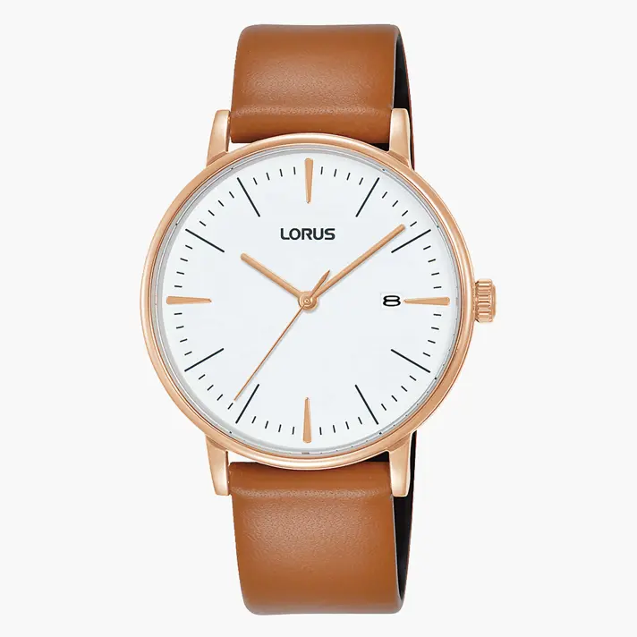 שעון Lorus עם לוח לבן ותאריכון