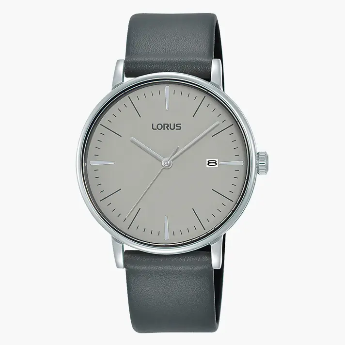 שעון Lorus עם לוח אפור ותאריכון