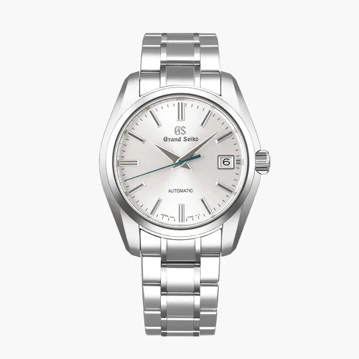 שעון  Grand Seiko אוטומטי עם לוח כסוף ומחוג כחול