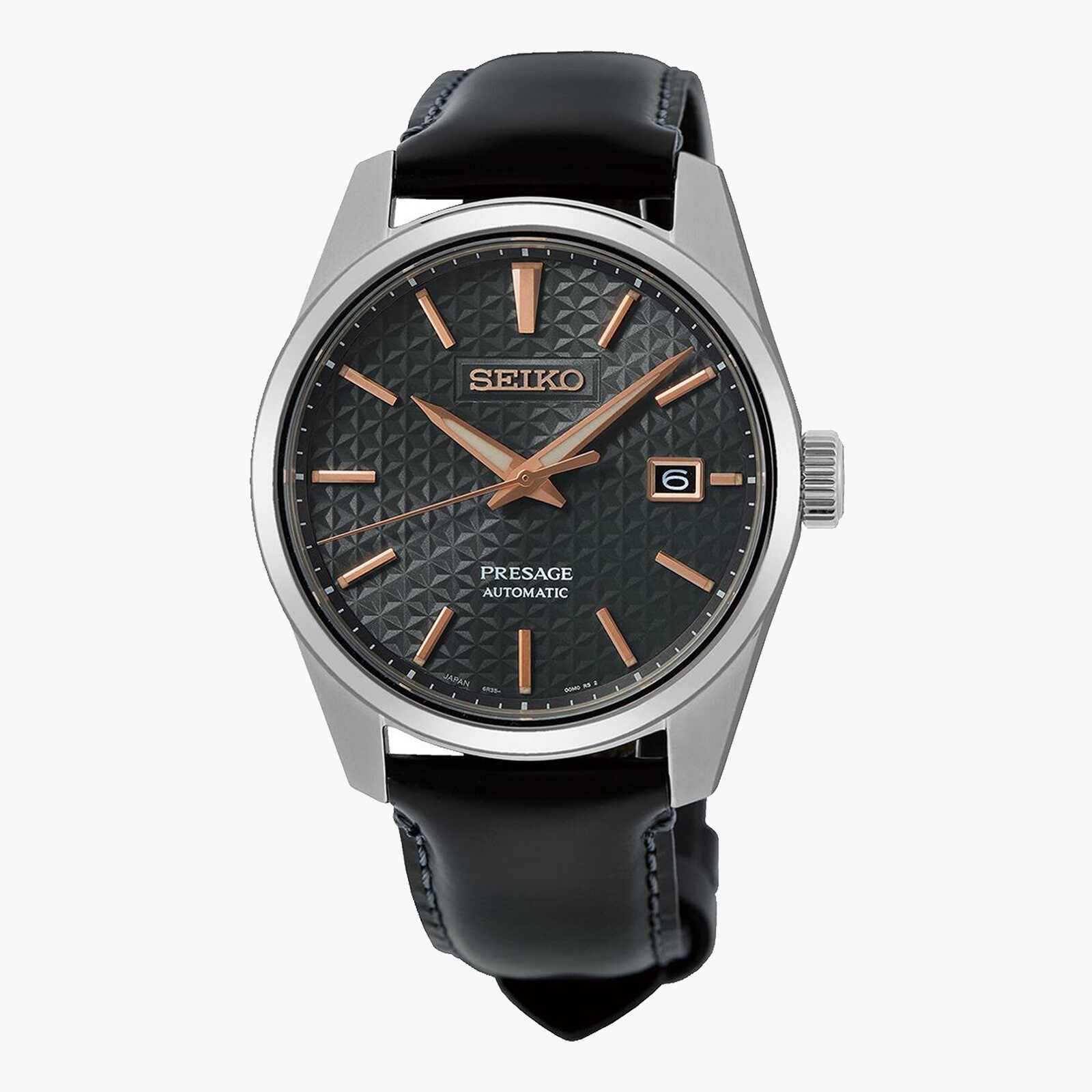 שעון SEIKO PRESAGE SHARP שחור עם רצועת עור