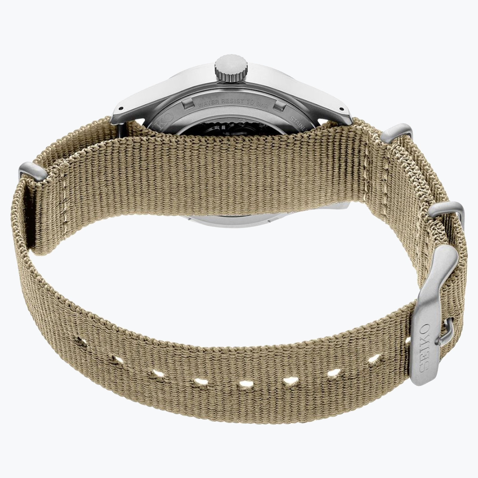  SEIKO 5 SPORT מנגנון אוטומטי ורצועת NATO בצבע בז'