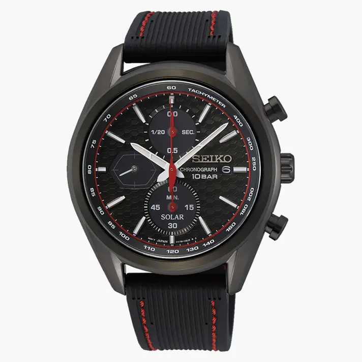 שעון  Macchina sportiva SEIKO לוח שחור אדום