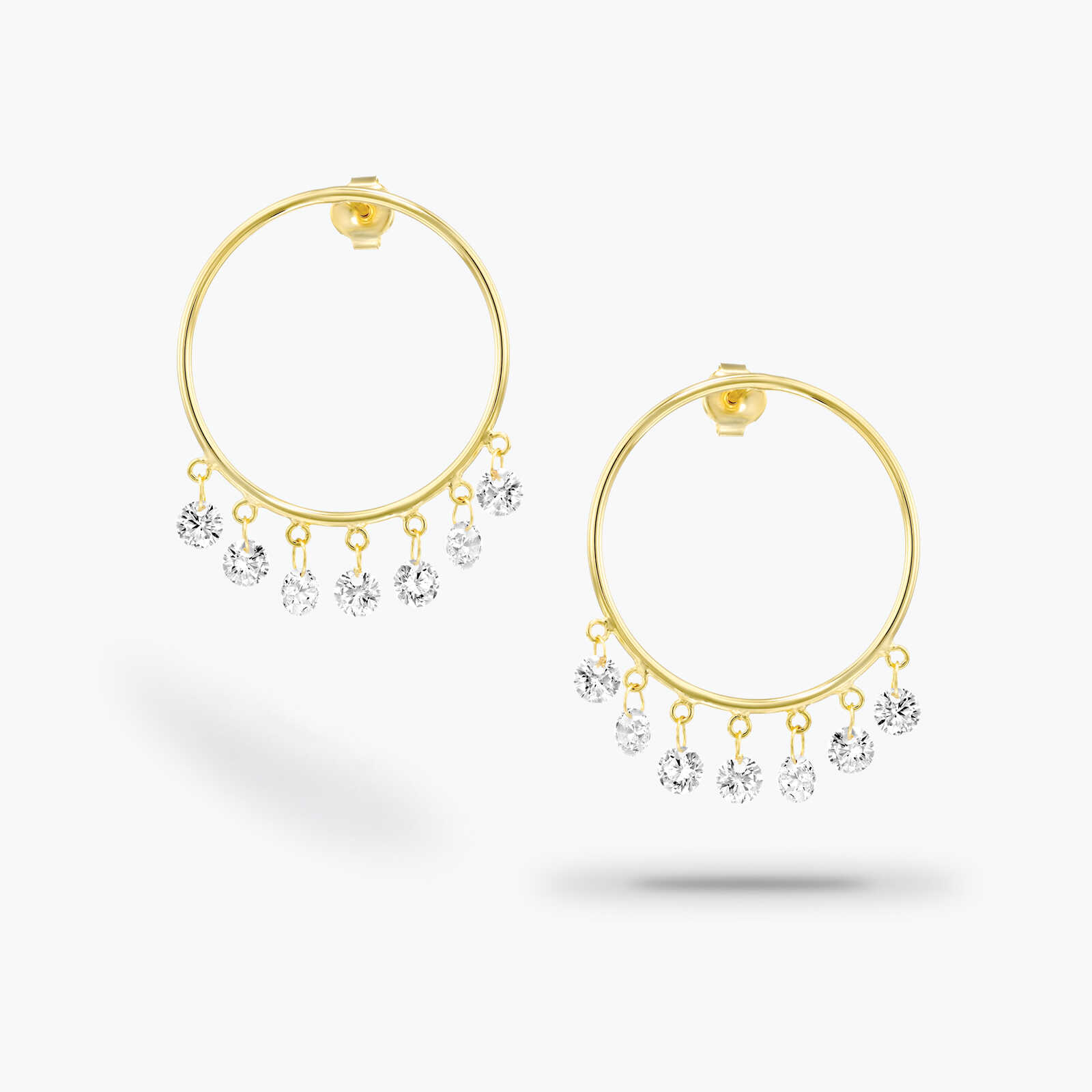 עגילי חישוק  עם זרקונים