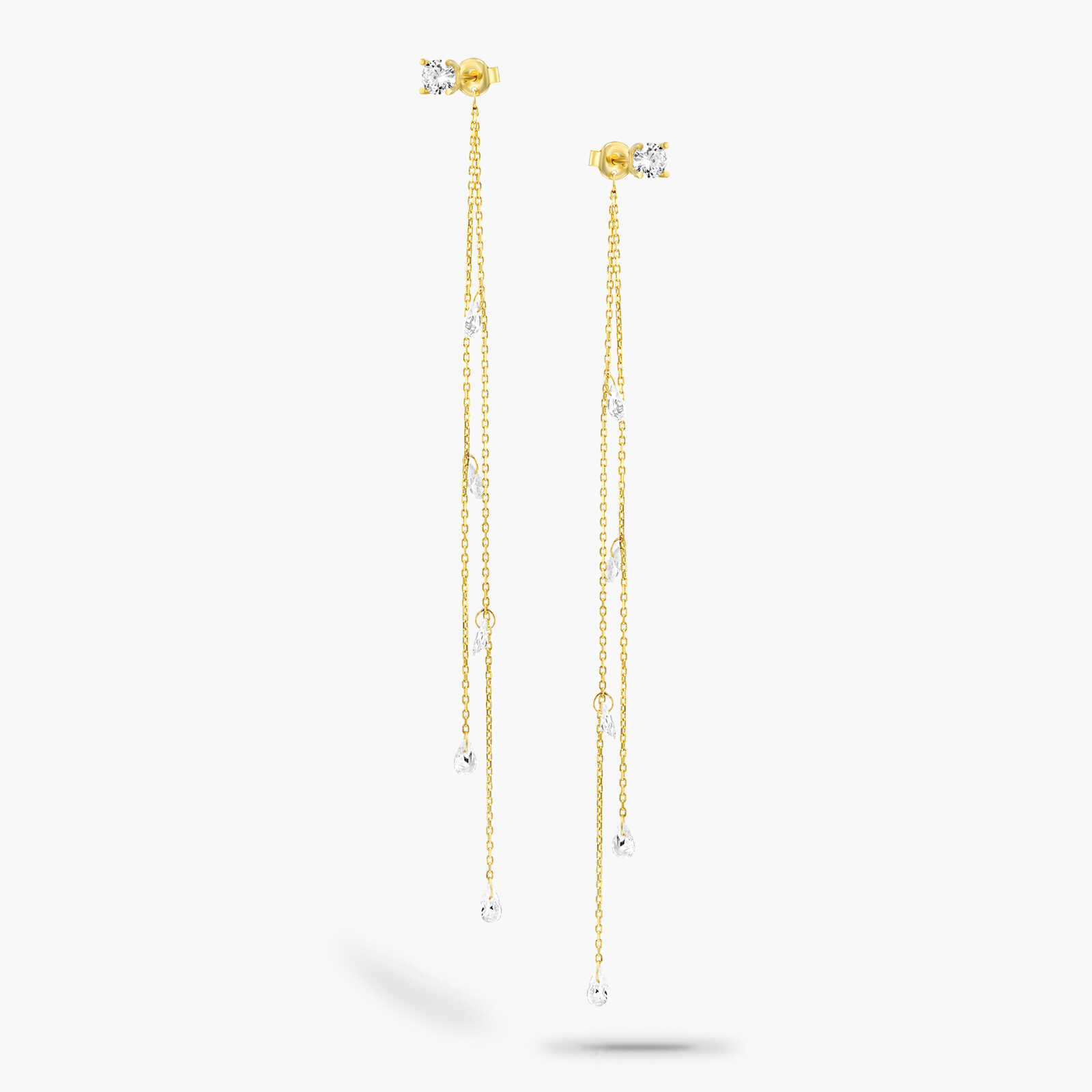 עגילי זהב  עם זרקוני טיפות