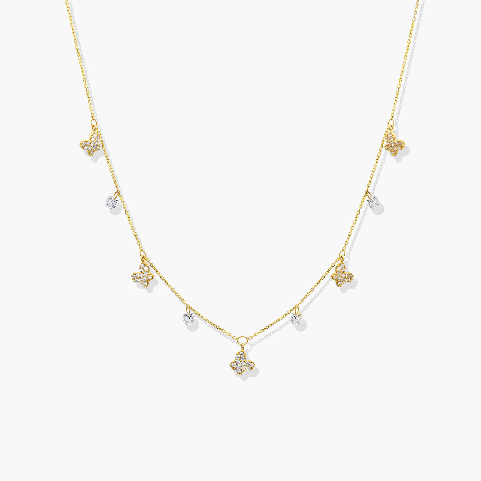 שרשרת זהב פרפרים וזרקונים