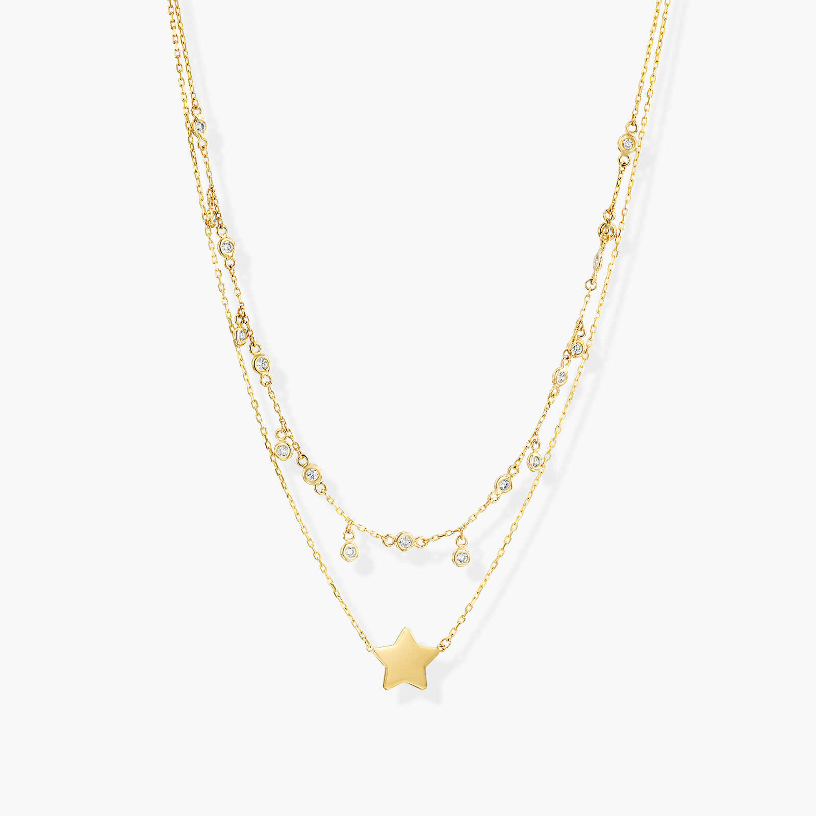 שרשרת 2 שורות עם זרקונים וכוכימ