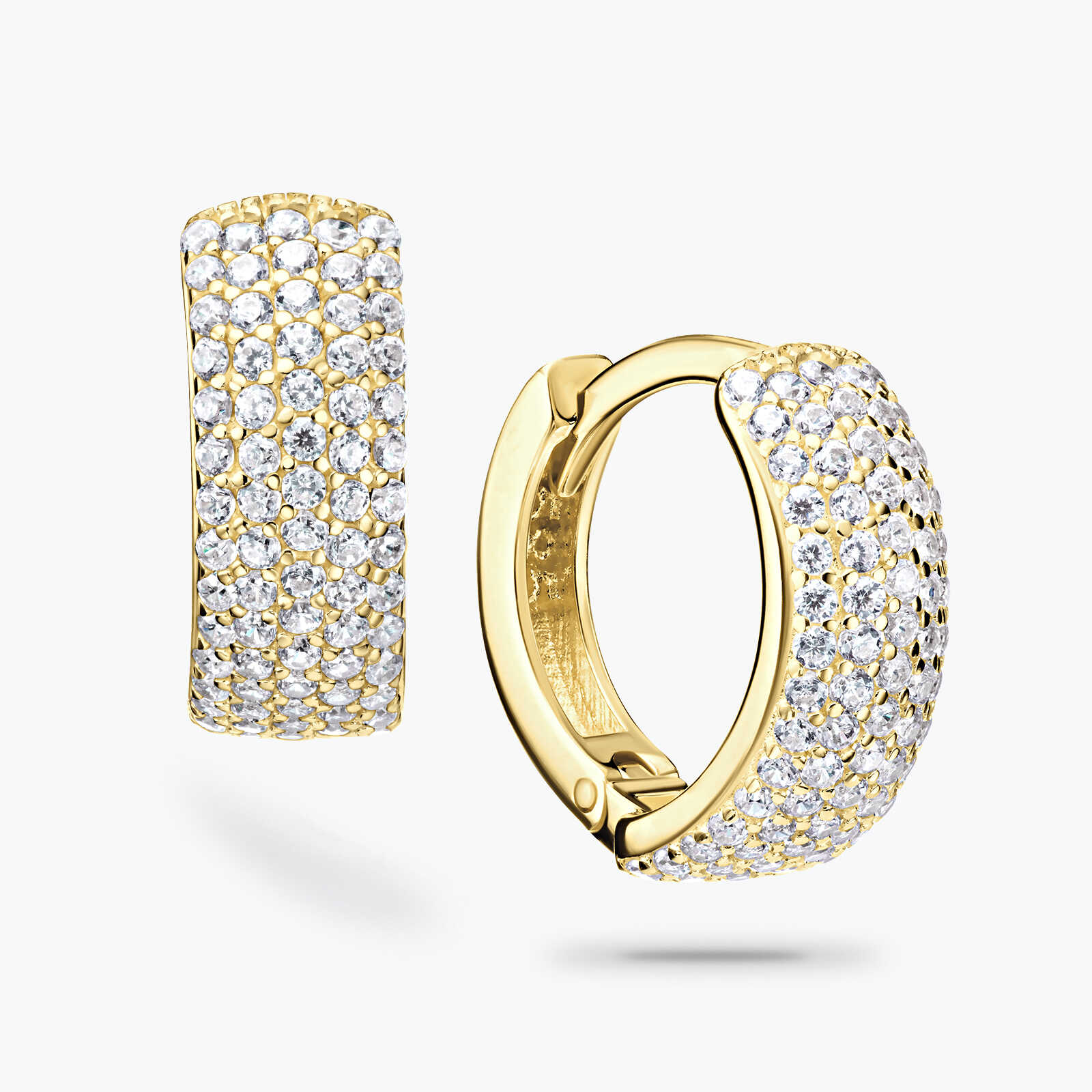 עגילי חישוק בננה משובצים זקרונים באורך 1 ס"מ