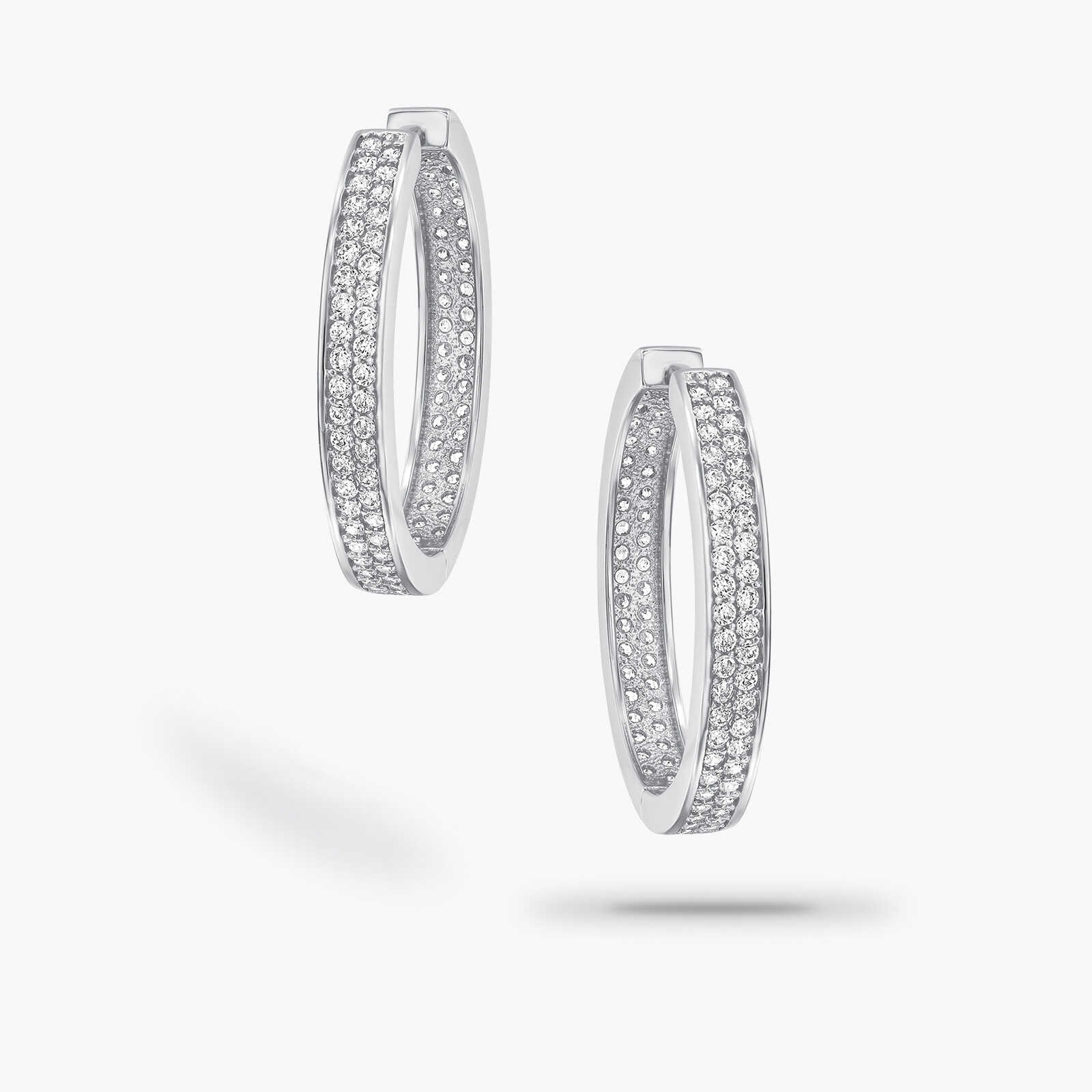 עגילי חישוק משובצים זקרונים בקוטר 2 ס"מ