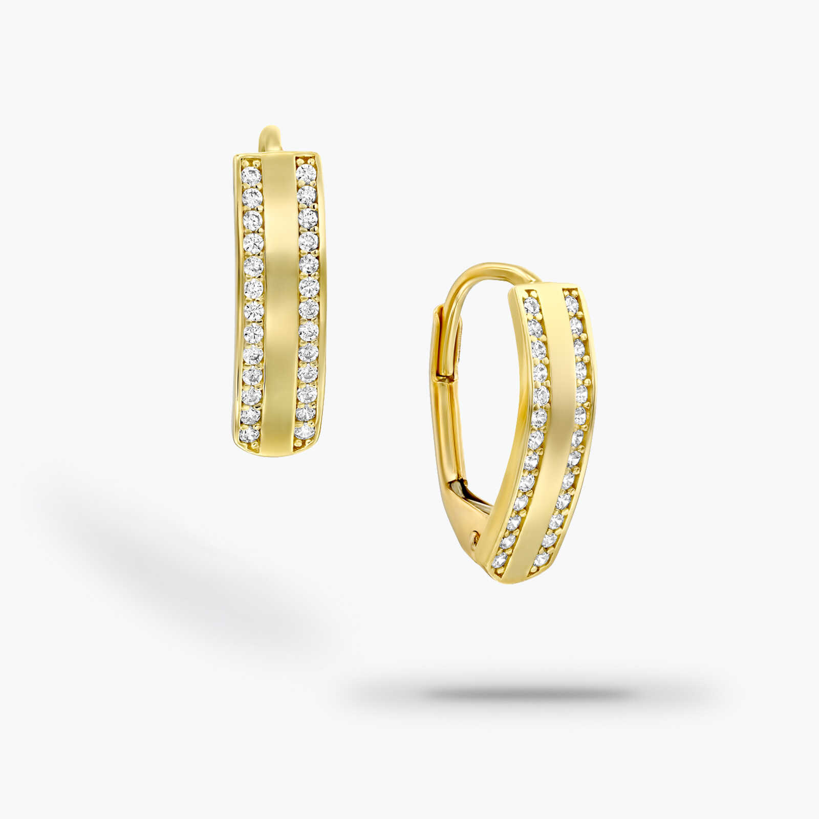 עגילי זהב משובצים זירקונים