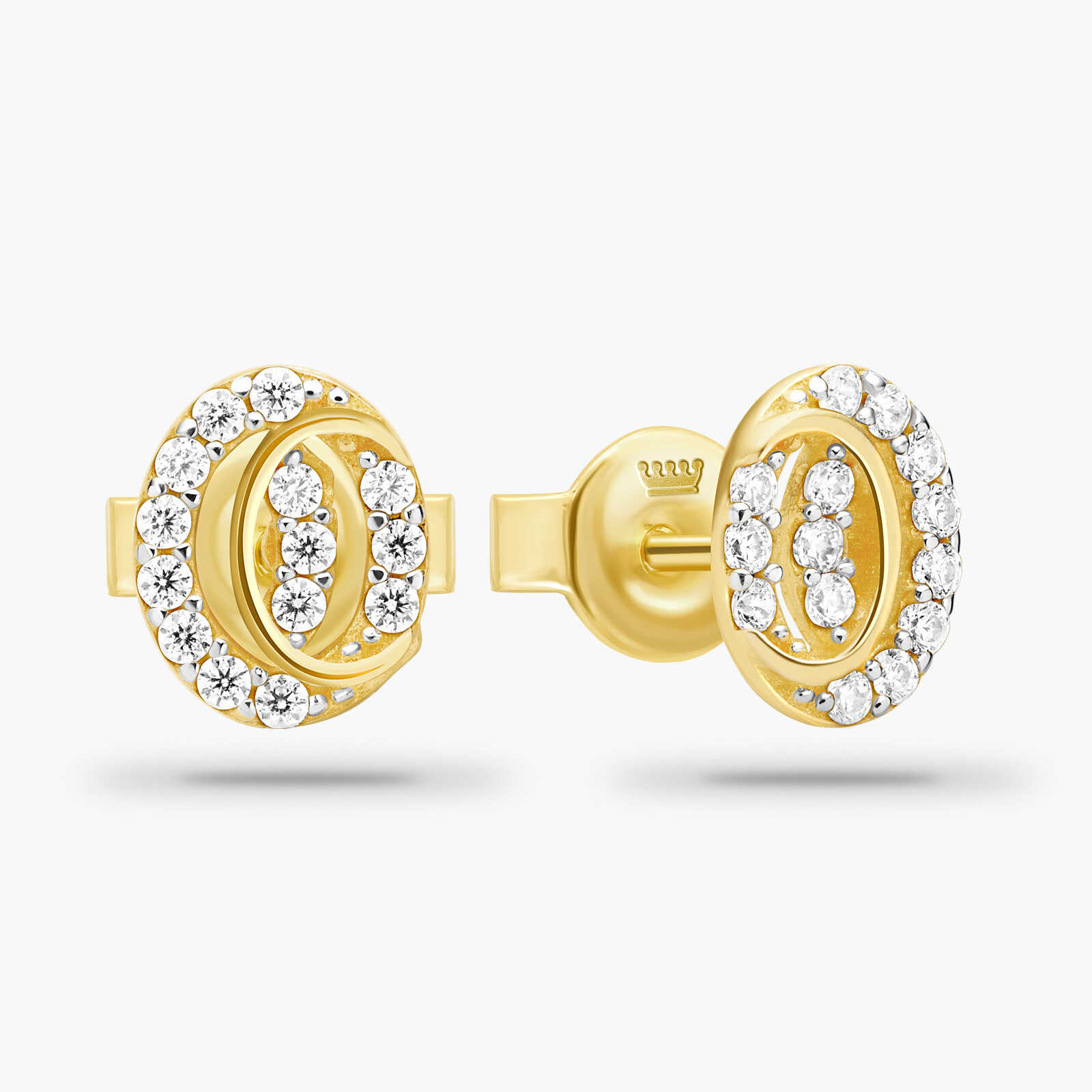 עגילי זהב ליה- משובצים זרקונים נוצצים