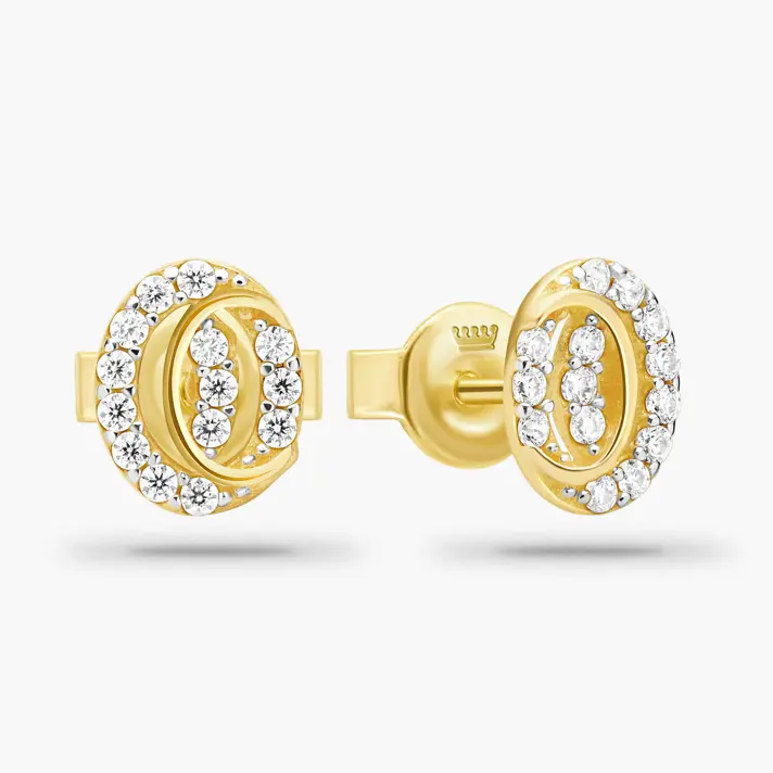 עגילי זהב ליה- משובצים זרקונים נוצצים