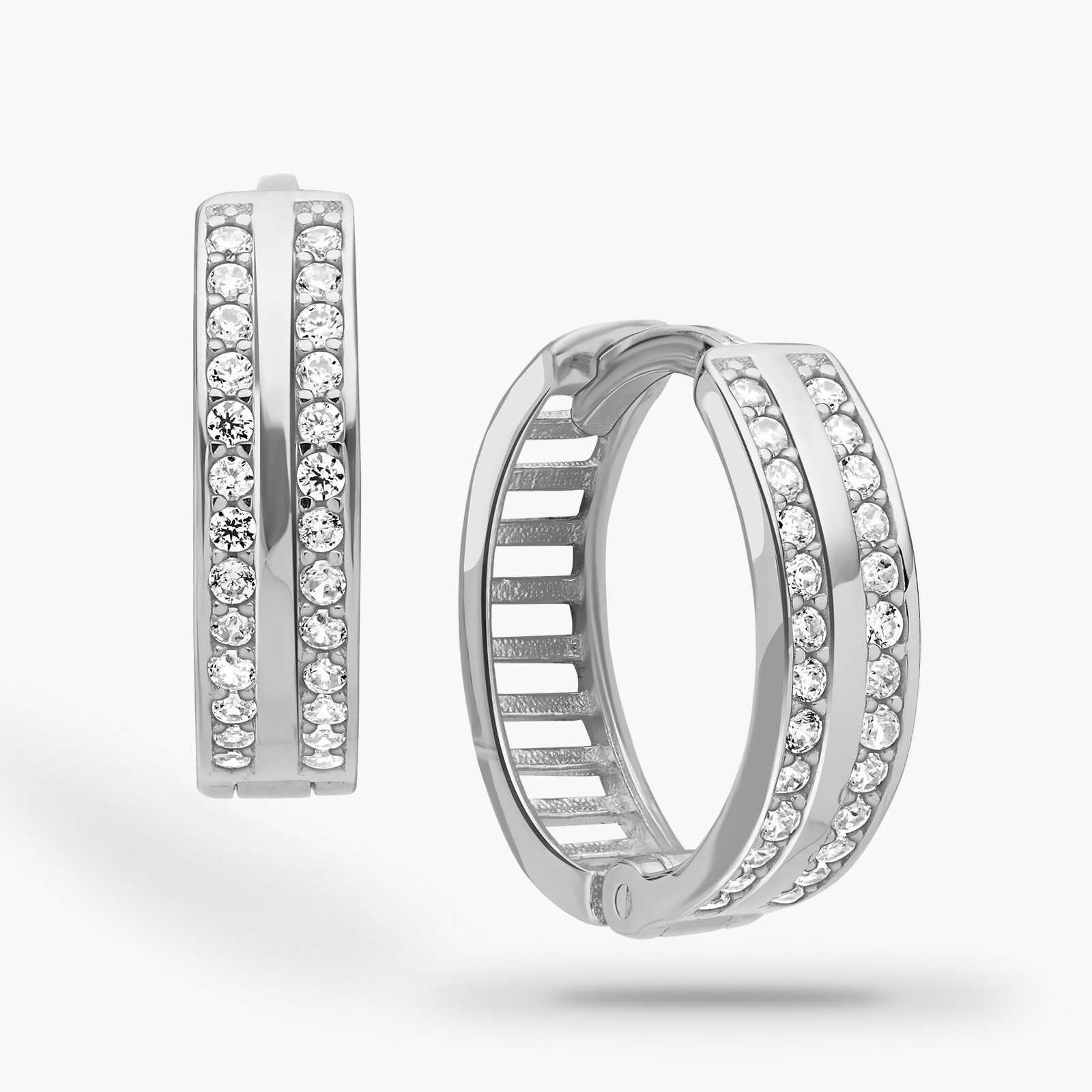 עגילי חישוק זהב מיקה- משובצי זירקונים