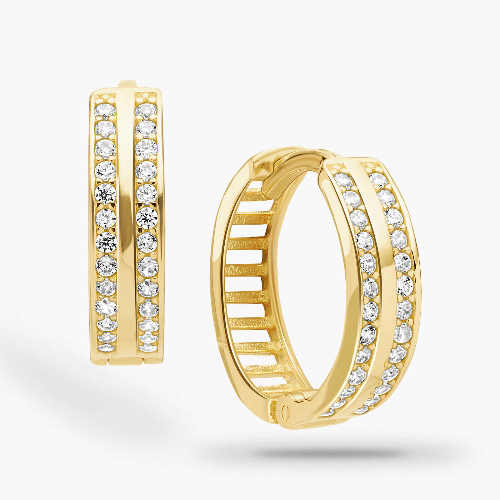 עגילי חישוק זהב מיקה- משובצי זירקונים