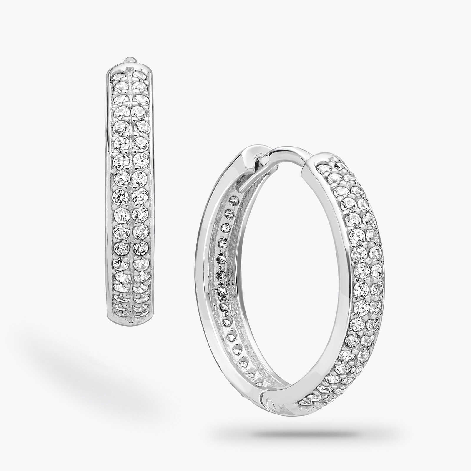 עגילי חישוק זהב שי-לי- משובצים זרקונים