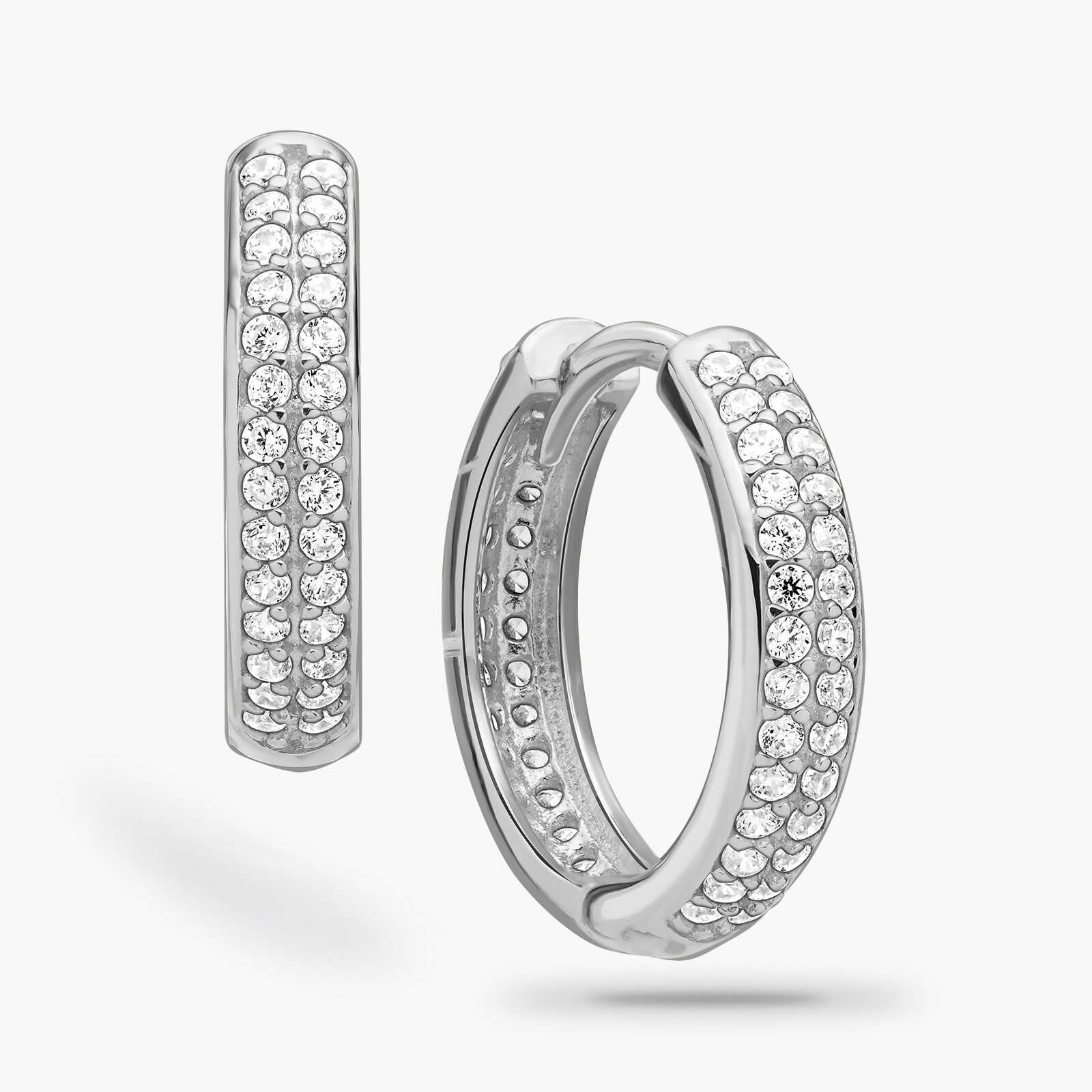 עגילי חישוק זהב מור- משובצים בזרקונים נוצצים