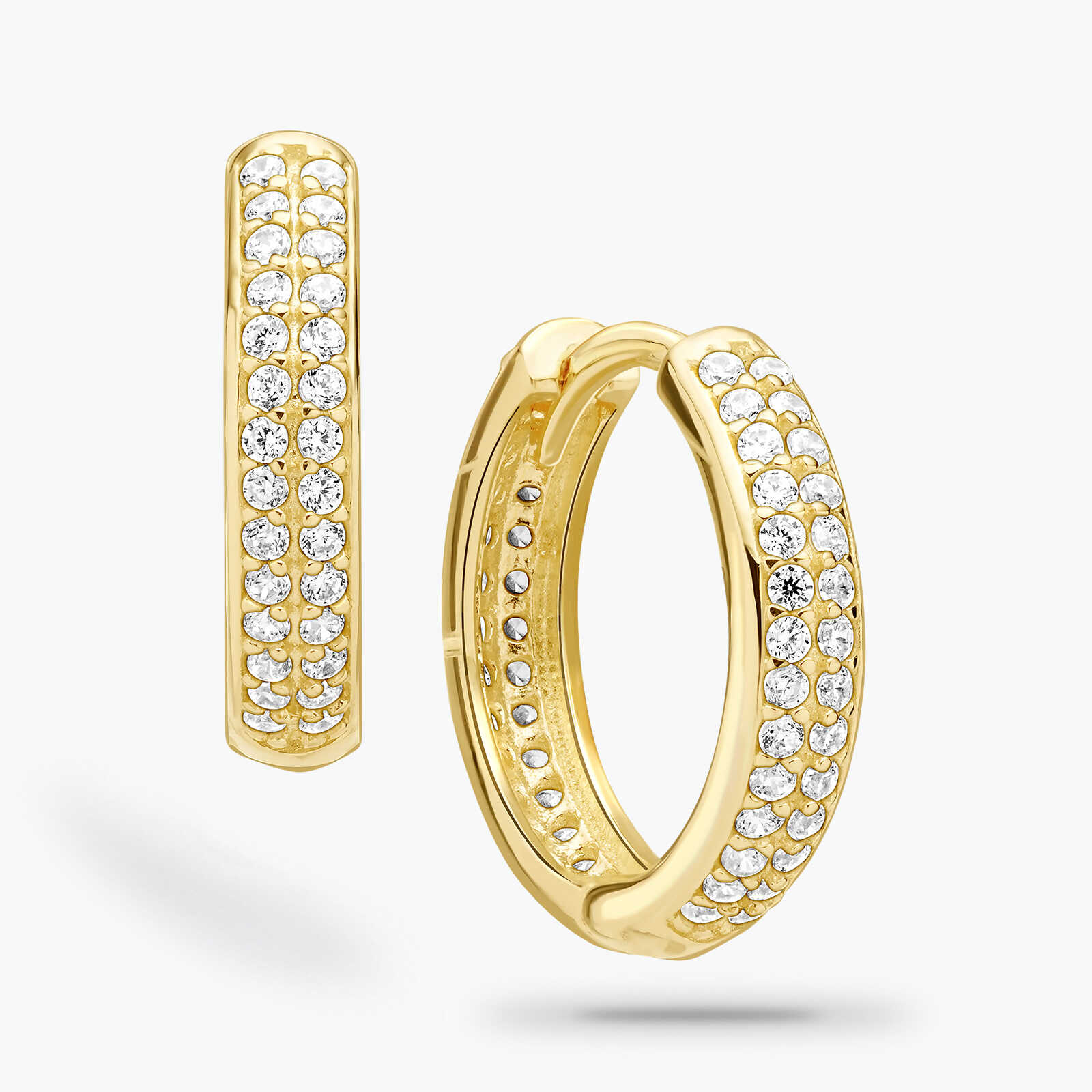 עגילי חישוק זהב מור- משובצים בזרקונים נוצצים