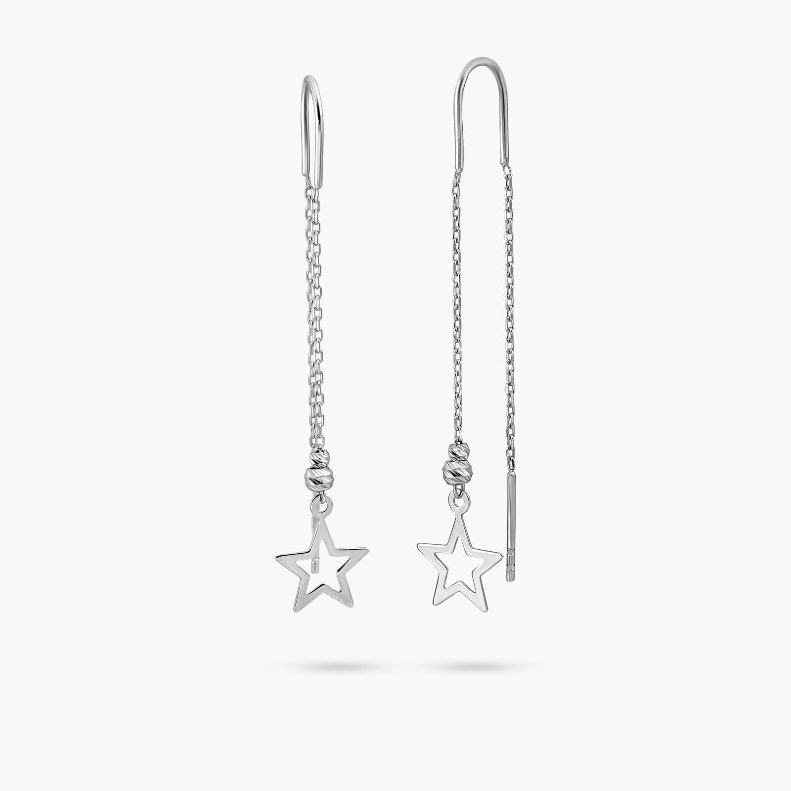 עגילי זהב נלי-  תלויים עם סיומת כוכב