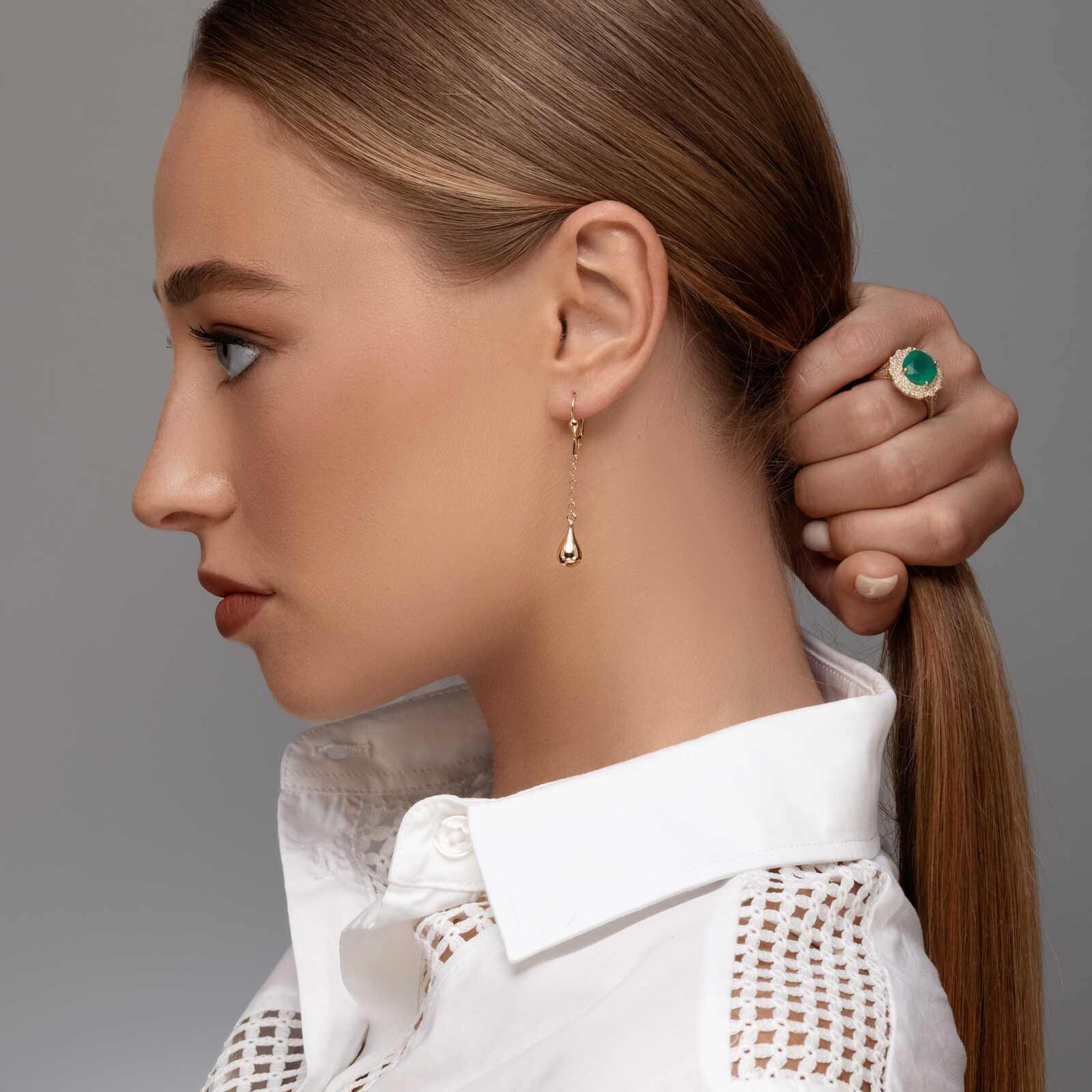 עגילי זהב מורי ארוכים