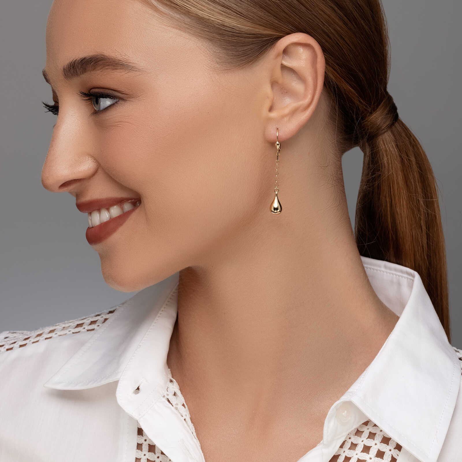 עגילי זהב מורי ארוכים