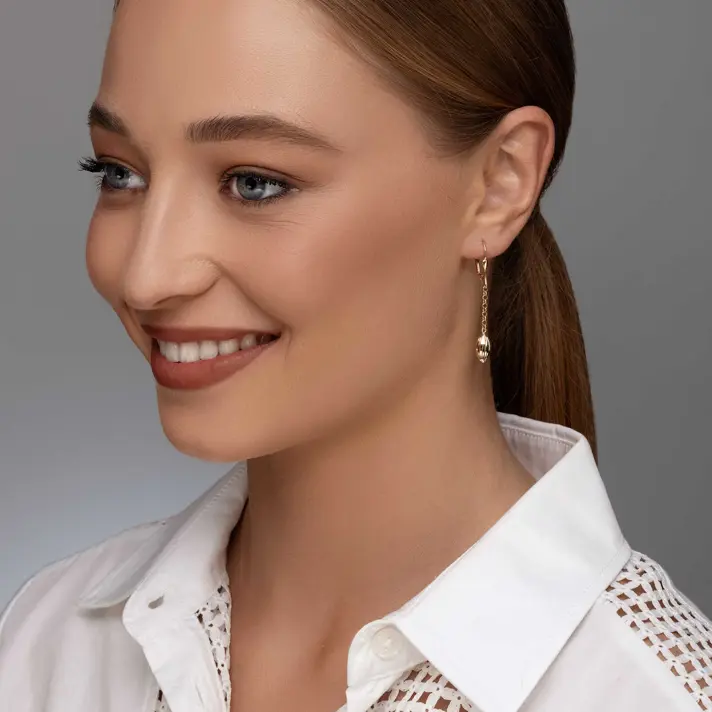 עגילי ג'יזל זהב תלויים