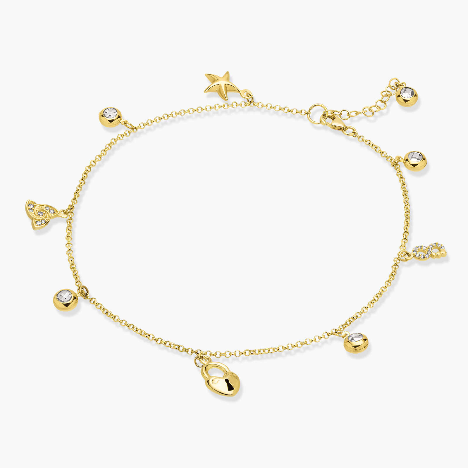 צמיד רגל באלי זהב 14K משובץ צ'ארמים