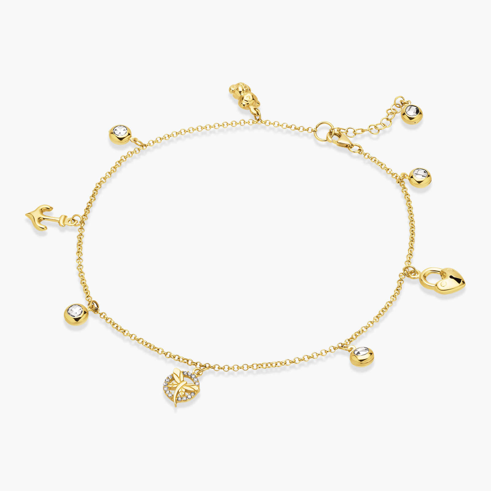 צמיד רגל סיישל זהב 14K משובץ צ'ארמים