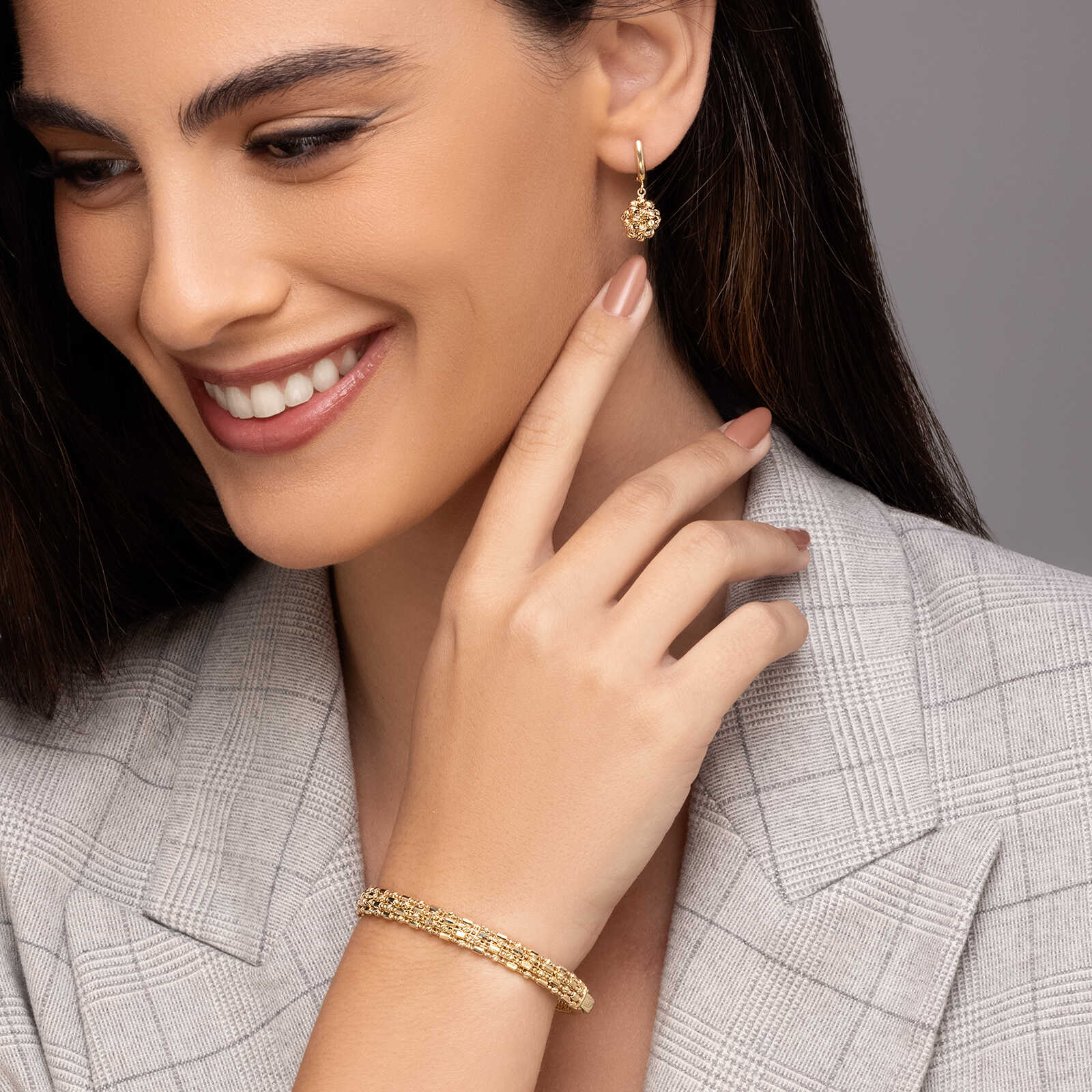 עגילי זהב ונציה- מקולקציית GOLDEN GLOW